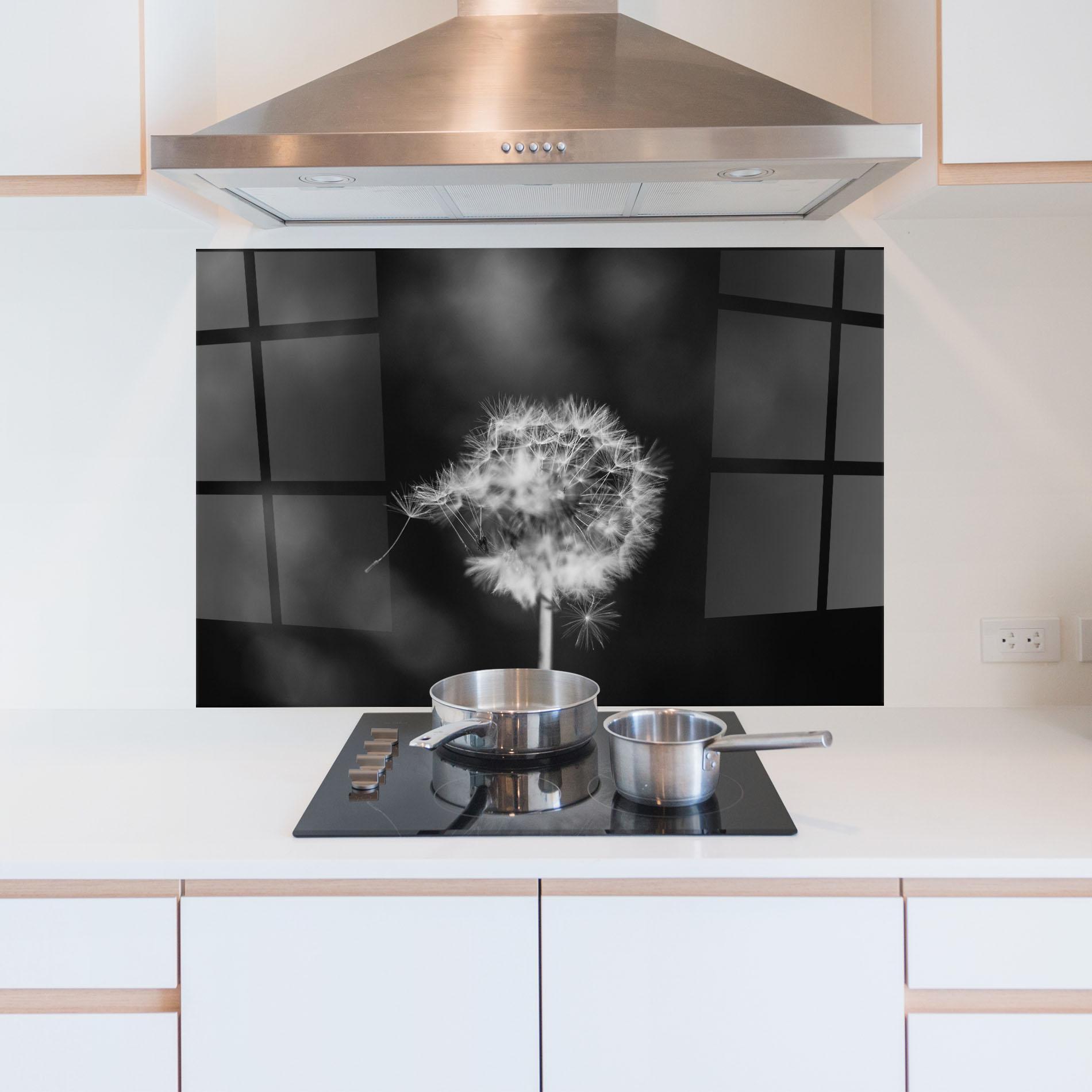 Konyhai üveg hátfal Grey Dandelion mockup 5