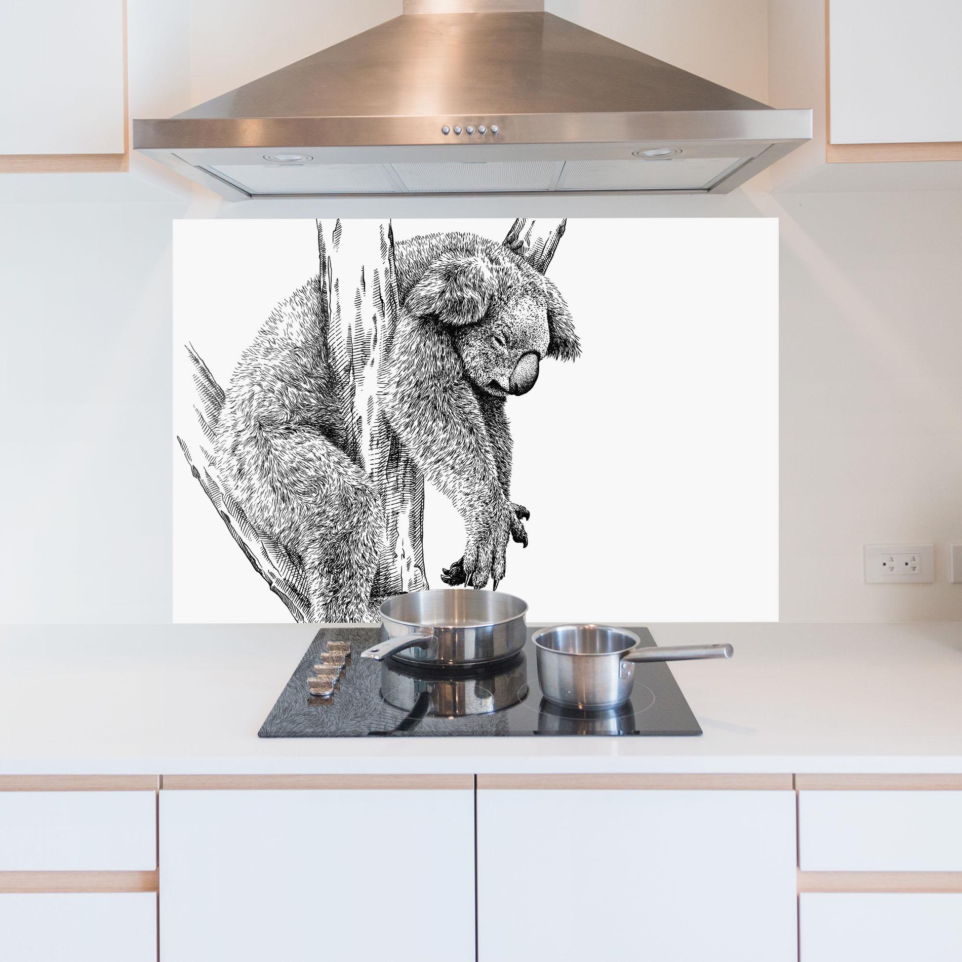 Konyhai üveg hátfal Koala Sleeping Art mockup 5