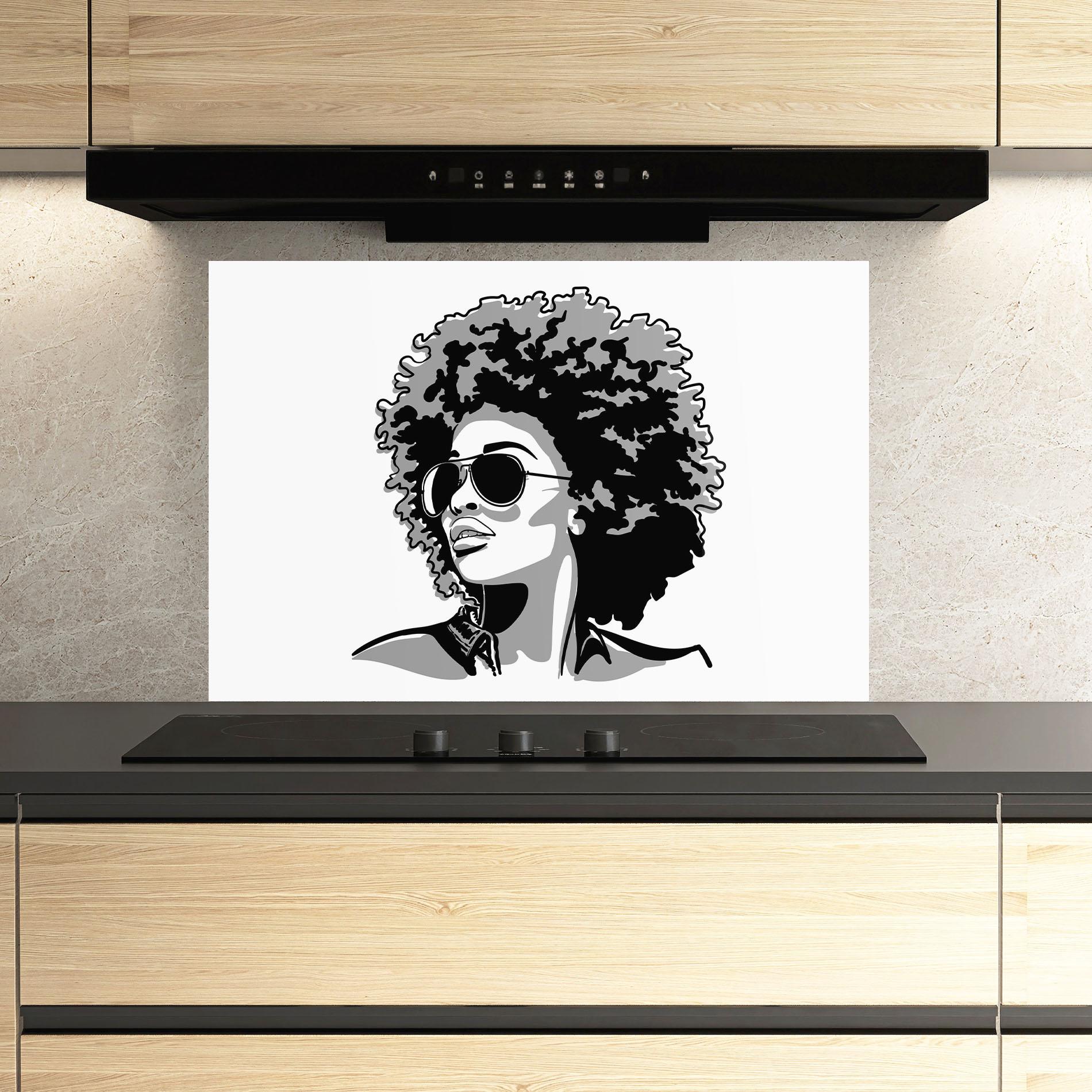 Konyhai üveg hátfal Black Grasses mockup 3