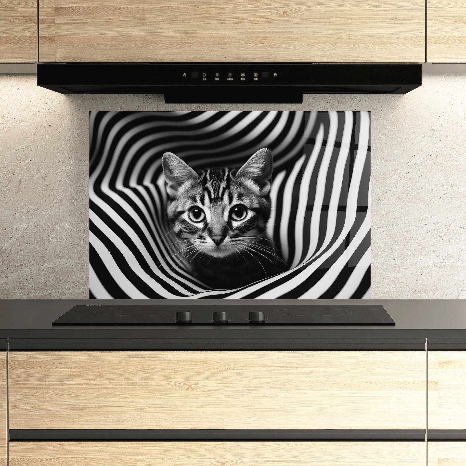 Konyhai üveg hátfal Closeup Cat Portrait mockup 3