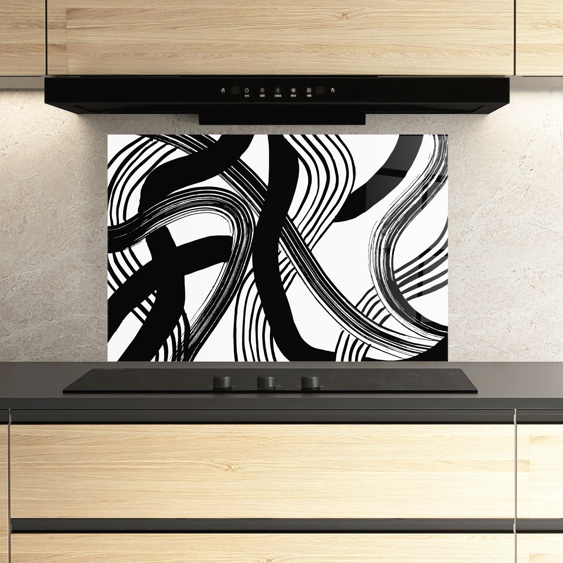 Konyhai üveg hátfal Connected Lines Art mockup 3