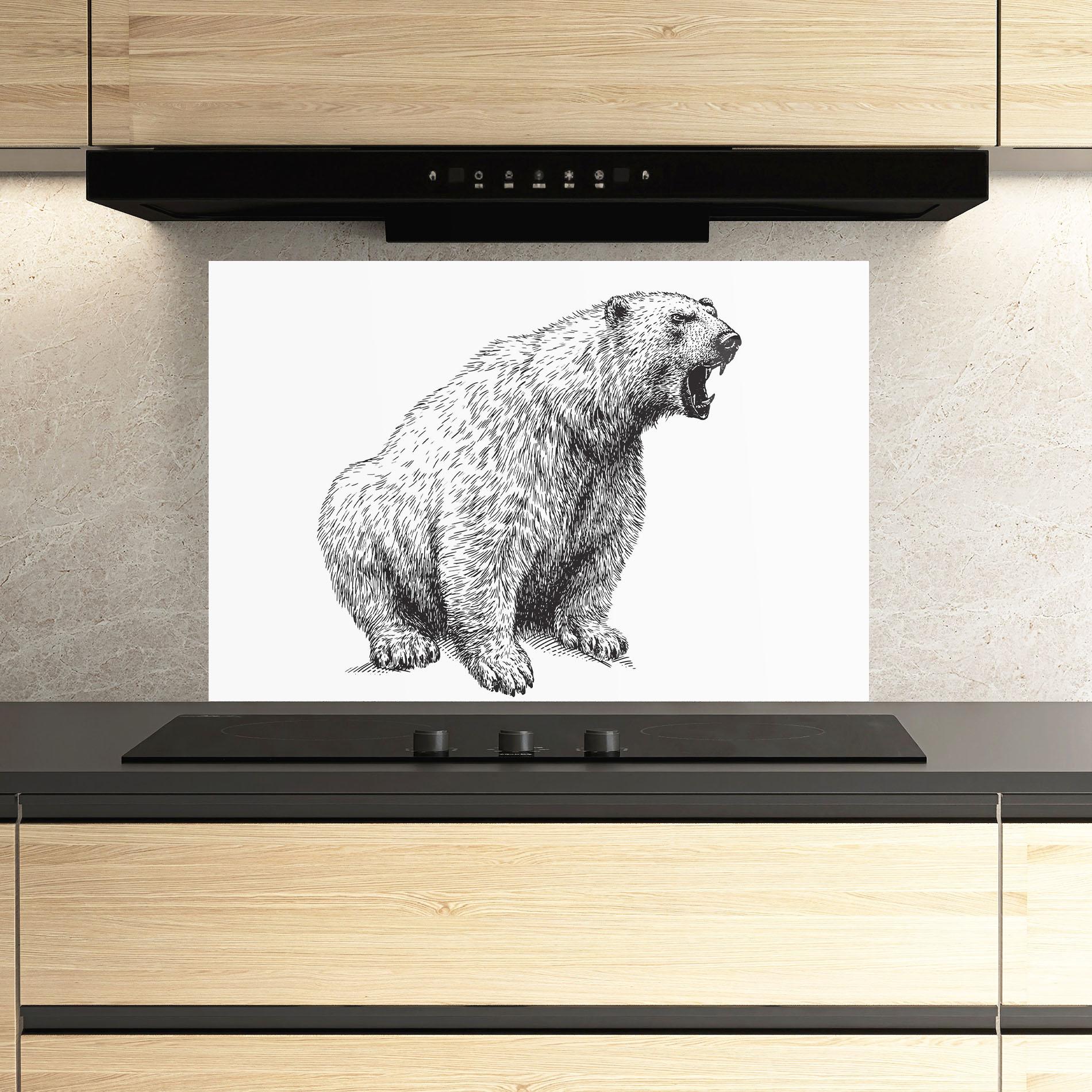 Konyhai üveg hátfal Draw Icebear mockup 3
