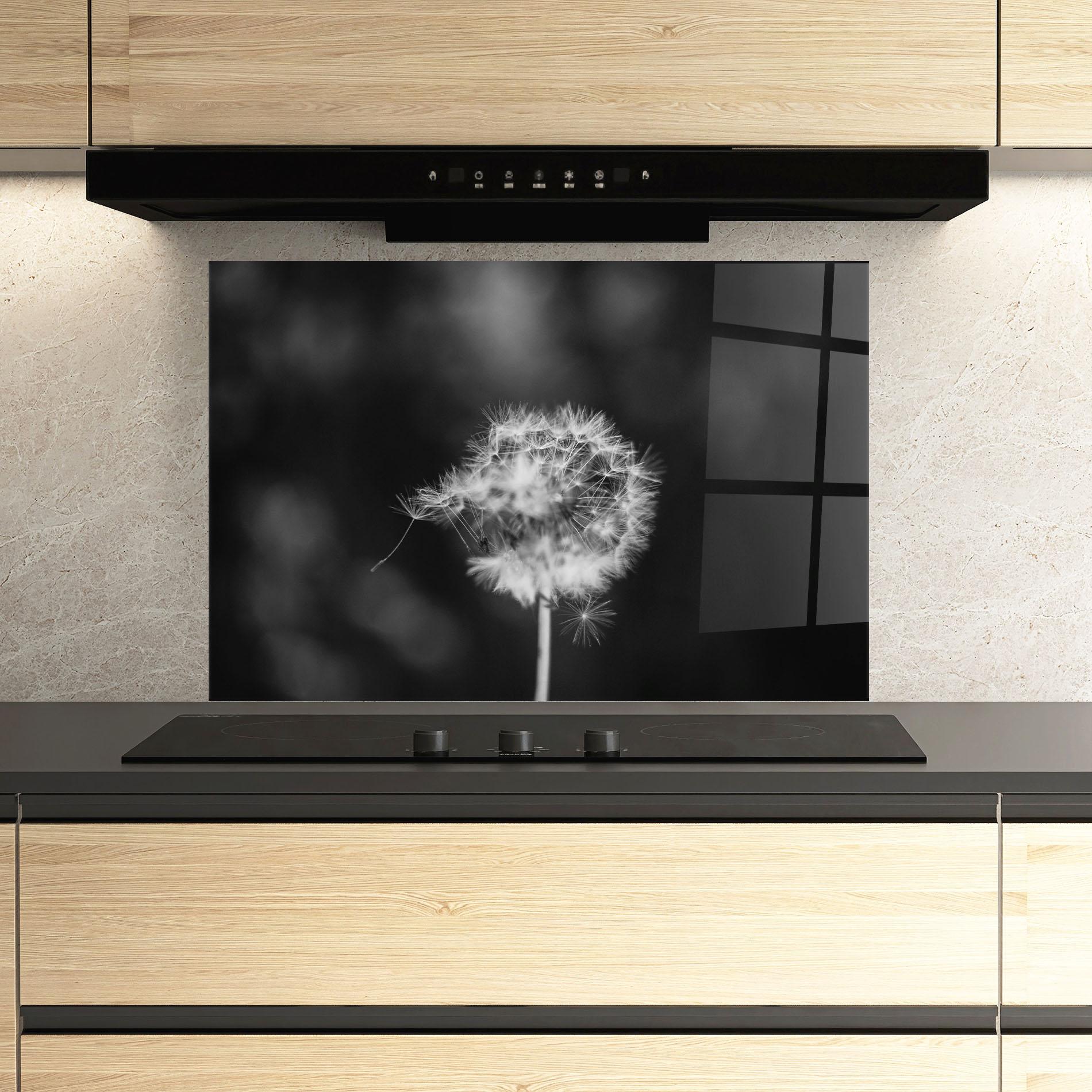 Konyhai üveg hátfal Grey Dandelion mockup 3