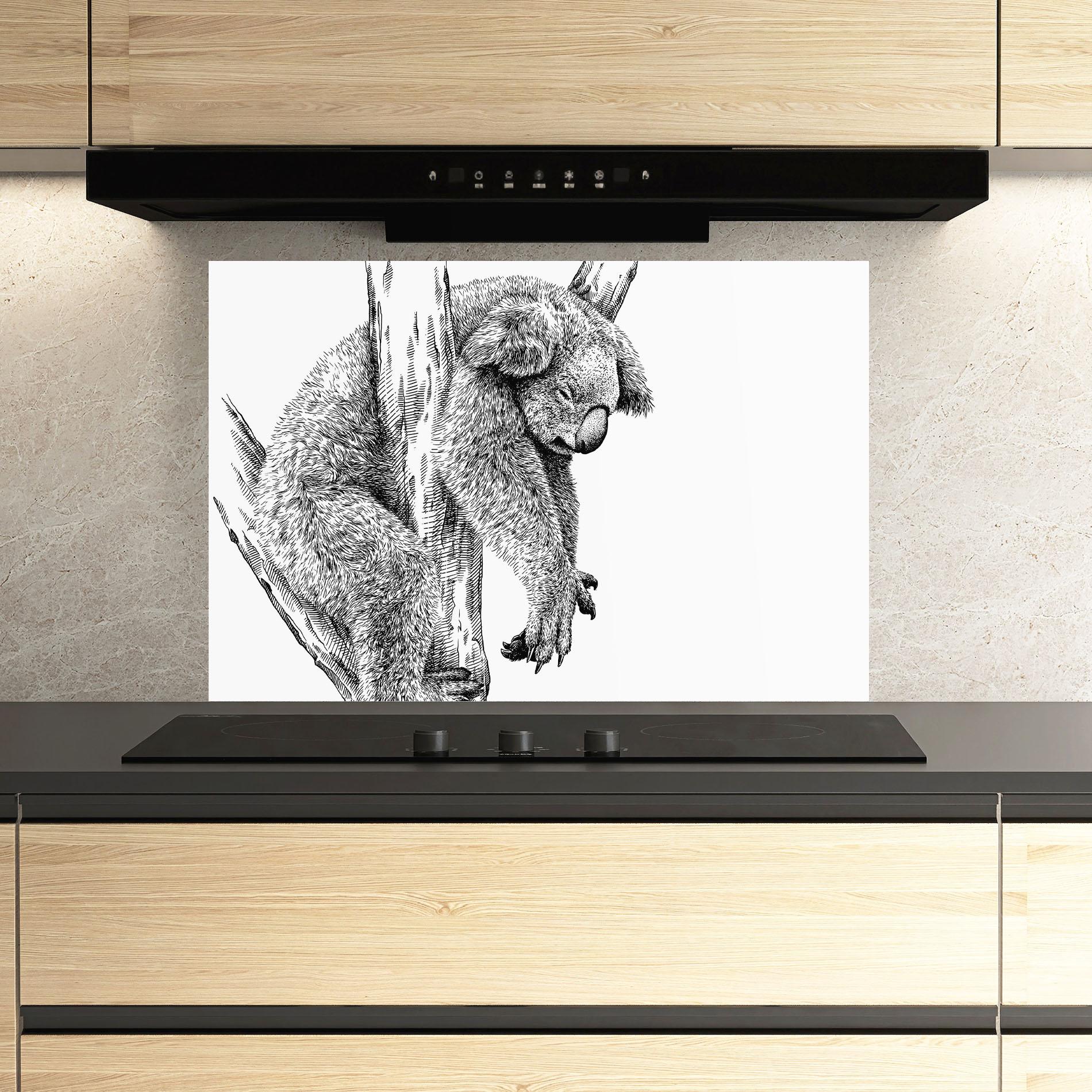 Konyhai üveg hátfal Koala Sleeping Art mockup 3