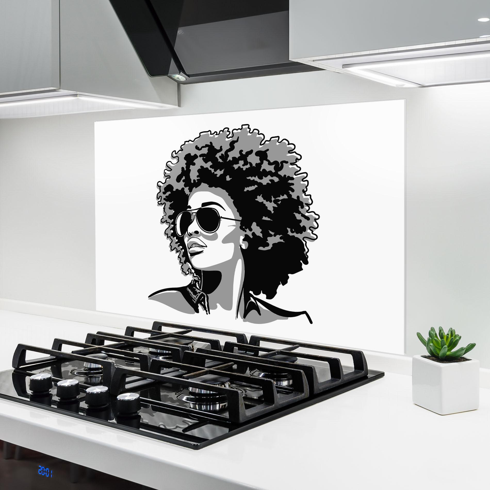 Konyhai üveg hátfal Black Grasses mockup 6