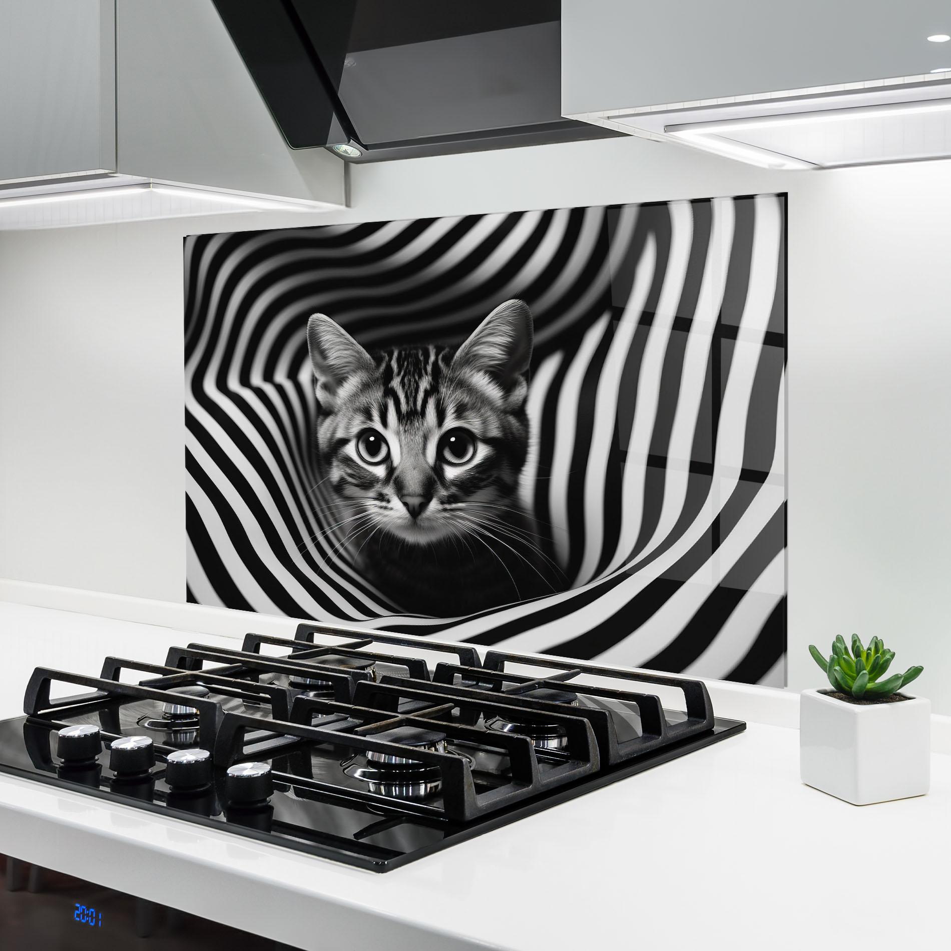 Konyhai üveg hátfal Closeup Cat Portrait mockup 6