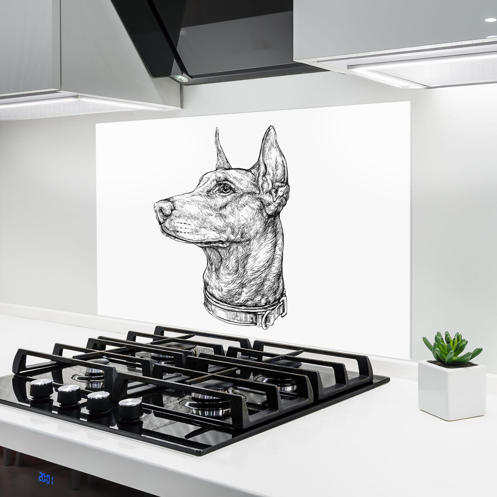 Konyhai üveg hátfal Dog Drawing Line mockup 6