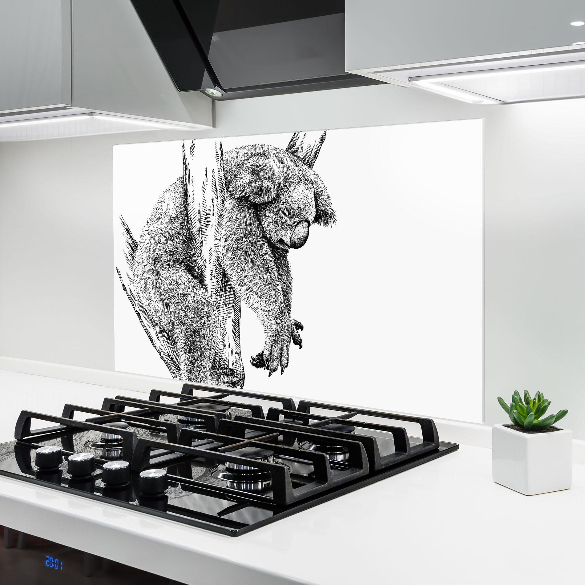 Konyhai üveg hátfal Koala Sleeping Art mockup 6