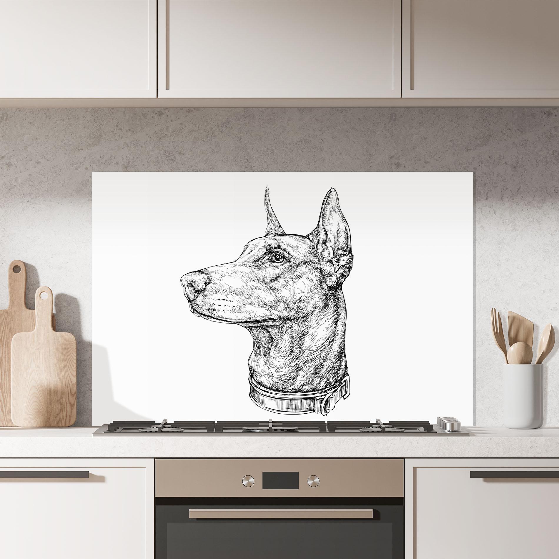Konyhai üveg hátfal Dog Drawing Line mockup 7