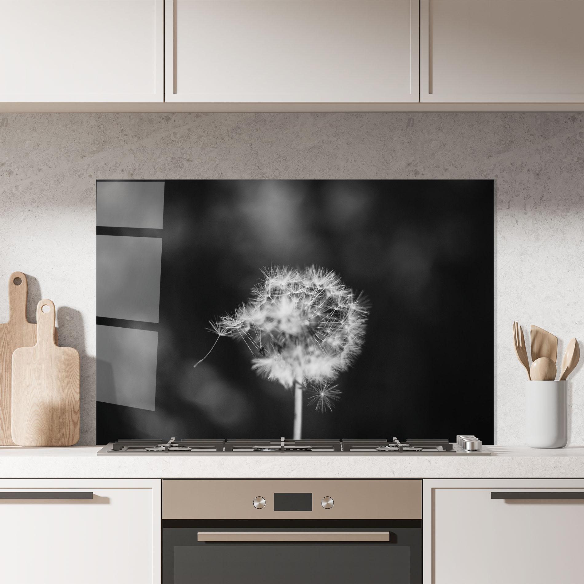 Konyhai üveg hátfal Grey Dandelion mockup 7