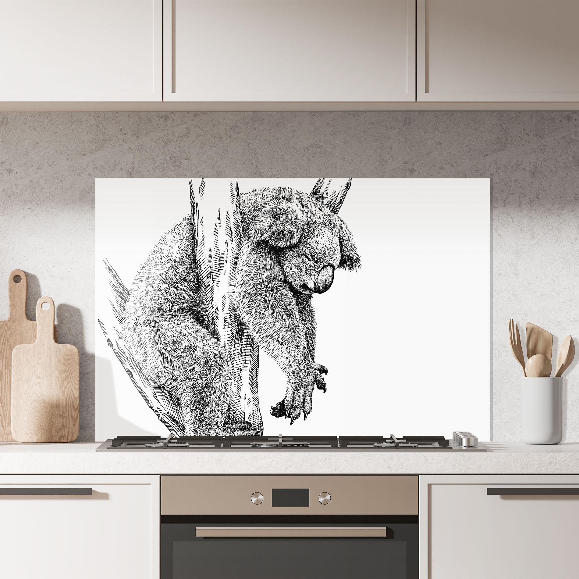 Konyhai üveg hátfal Koala Sleeping Art mockup 7
