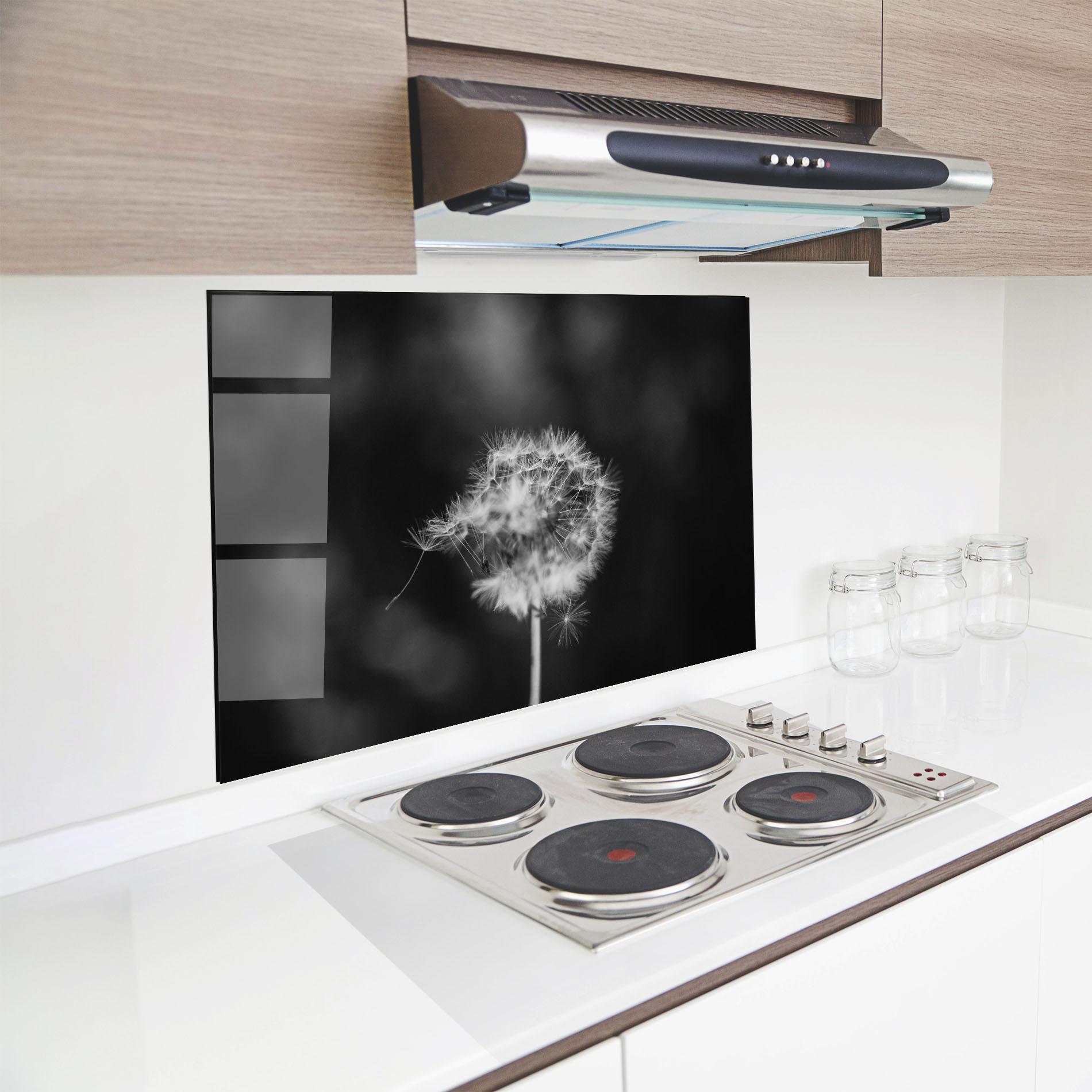 Konyhai üveg hátfal Grey Dandelion mockup 8