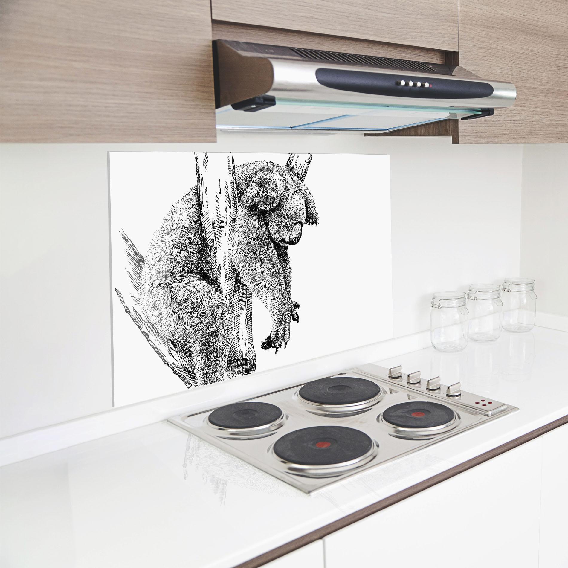 Konyhai üveg hátfal Koala Sleeping Art mockup 8