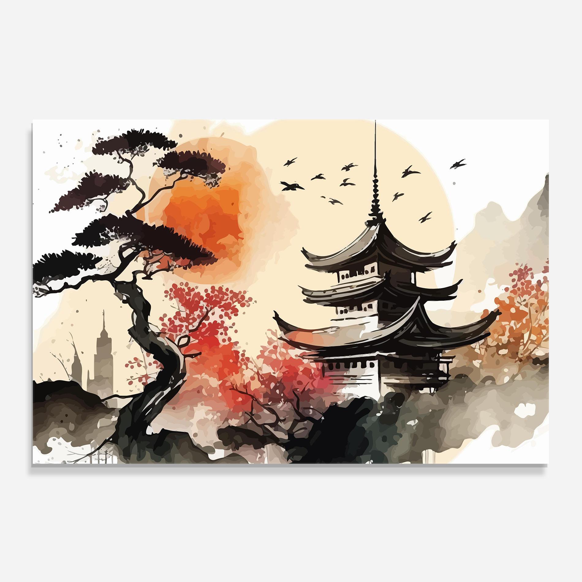 Konyhai üveg hátfal Asiatic Beautiful View mockup 0