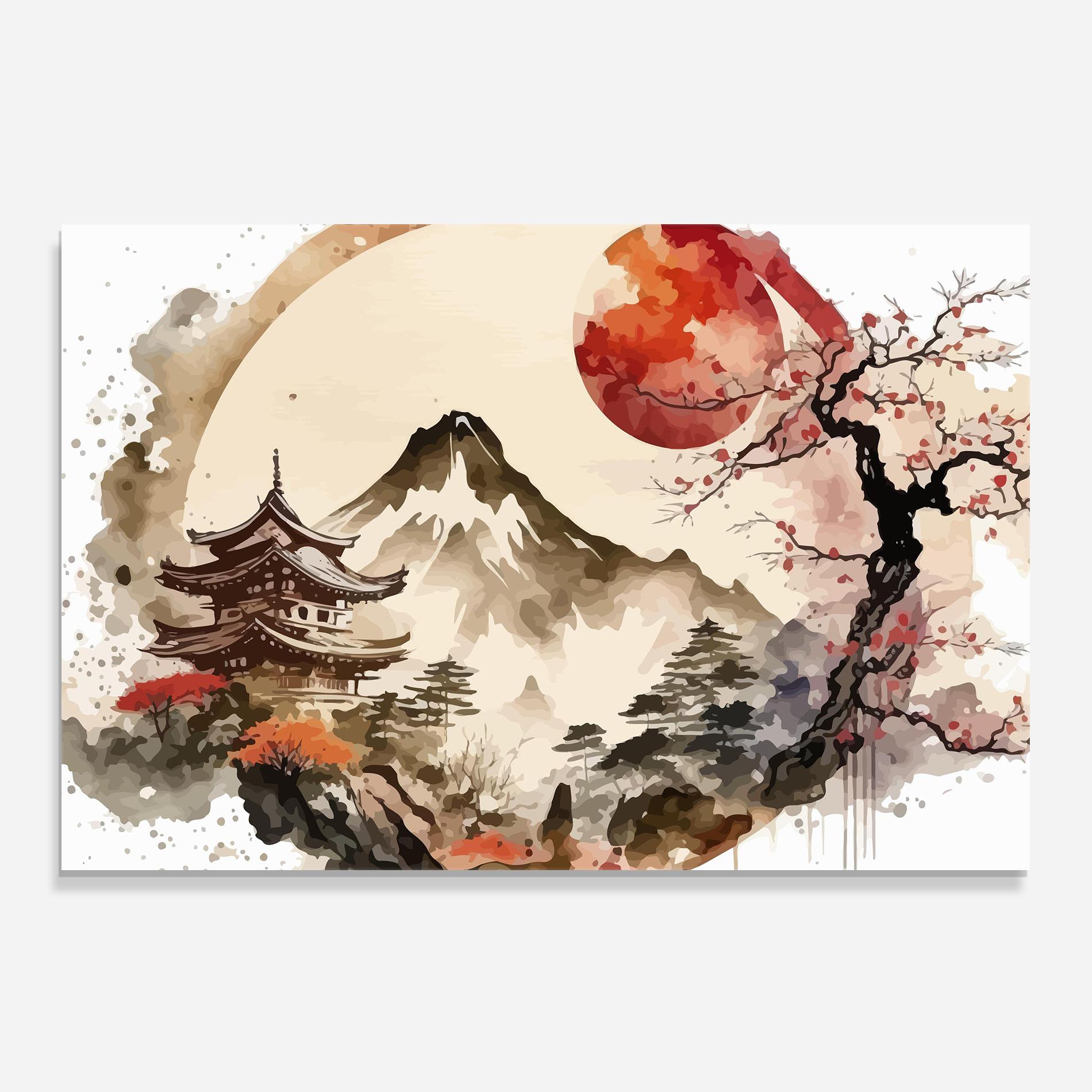 Konyhai üveg hátfal Asiatic Blossom View mockup 0