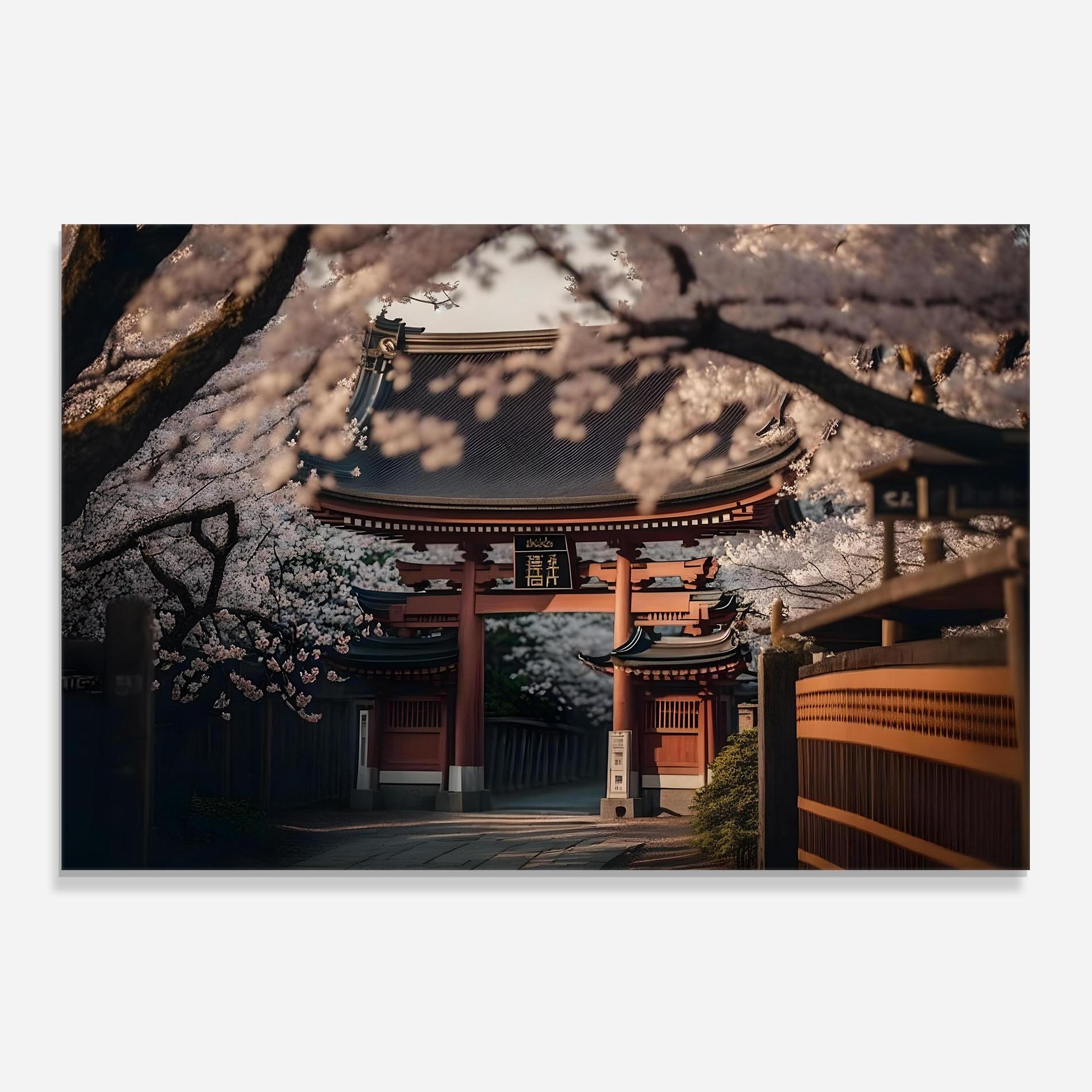 Konyhai üveg hátfal Cherry Blossom Garden mockup 0