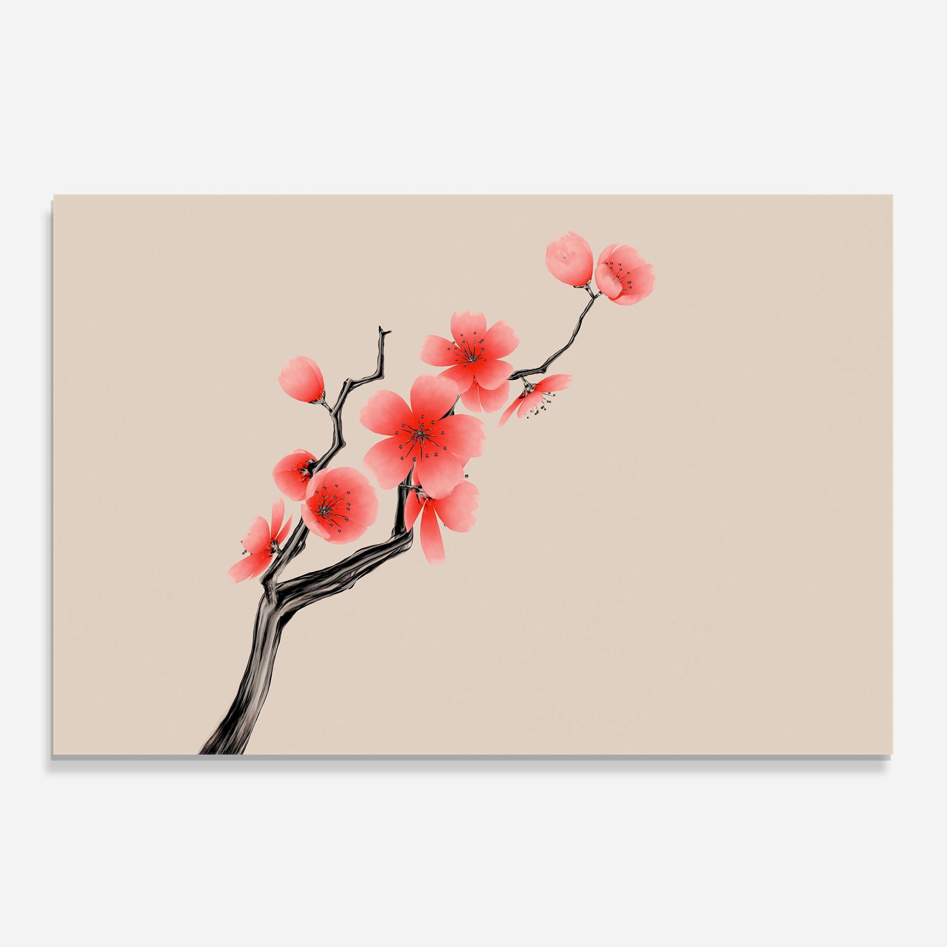 Konyhai üveg hátfal Chinese Plum Blossom mockup 0