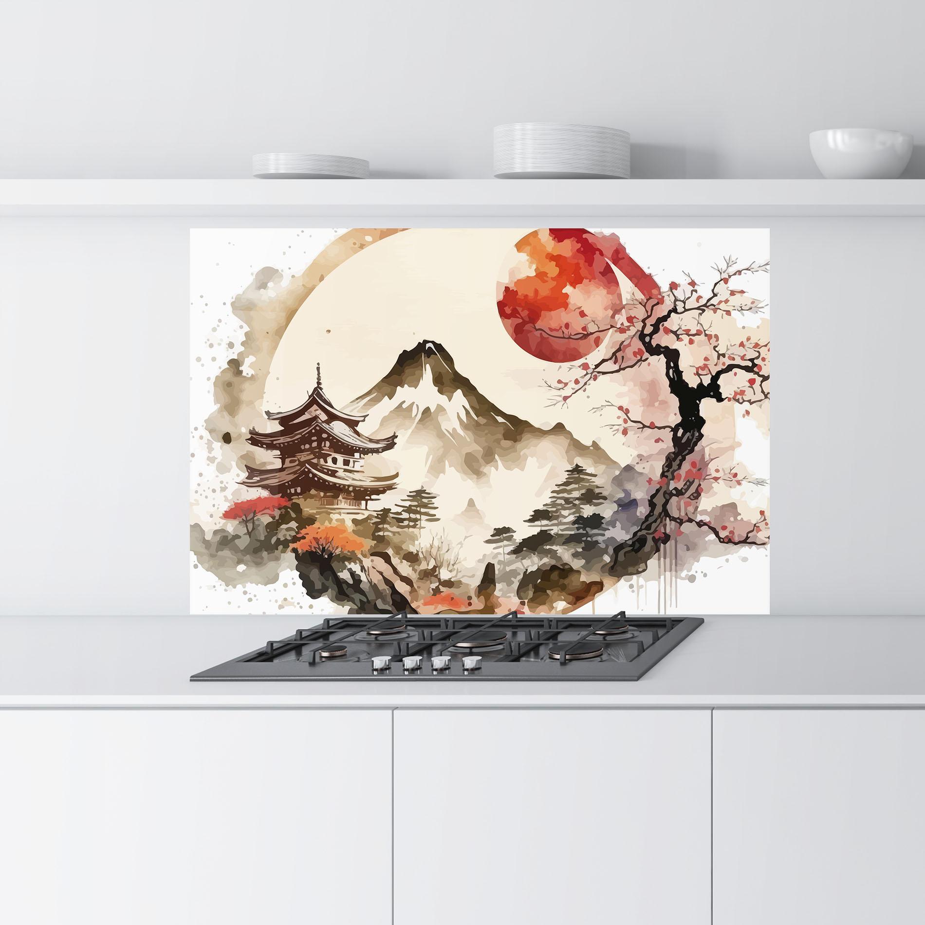 Konyhai üveg hátfal Asiatic Blossom View mockup 9