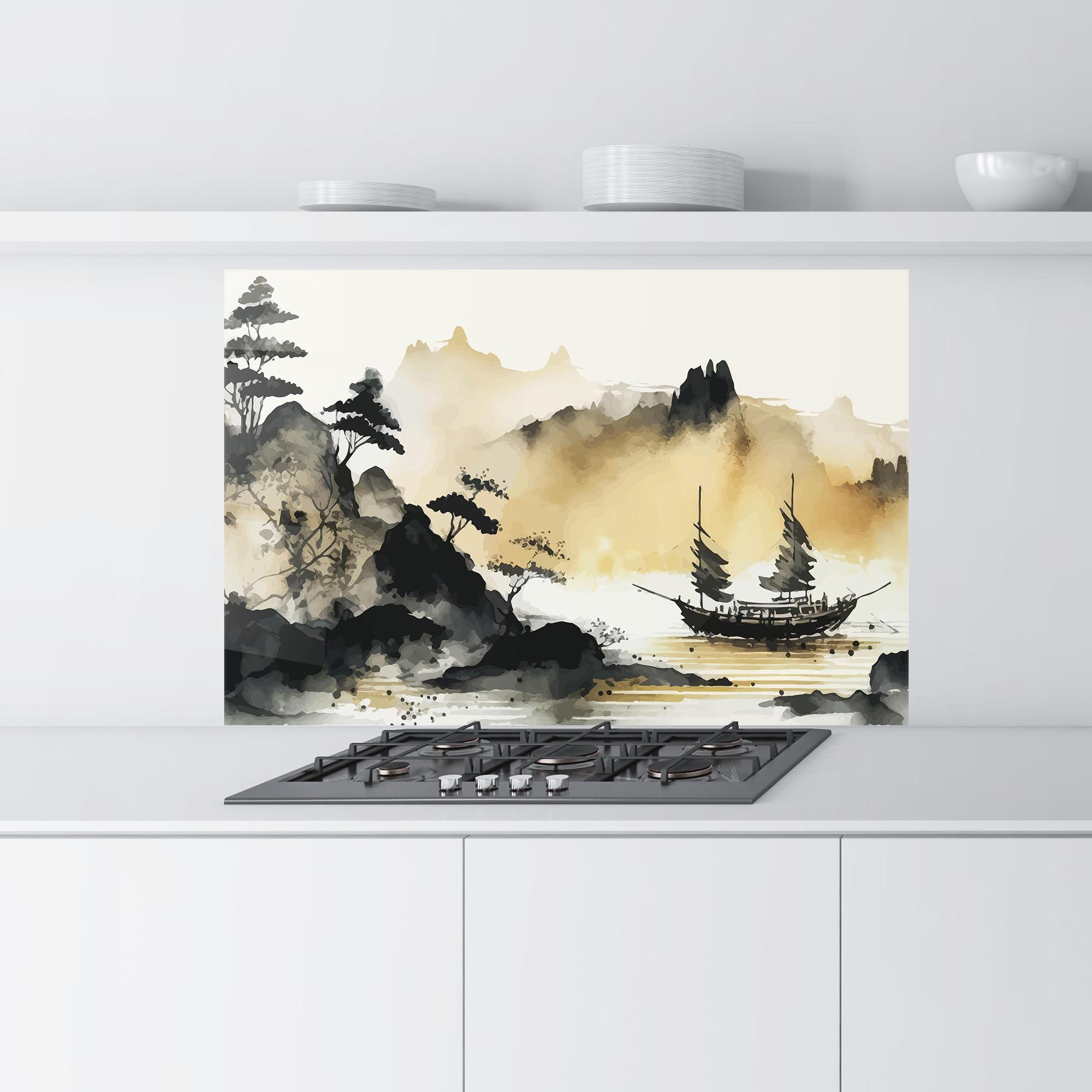 Konyhai üveg hátfal Asiatic Grey Cream mockup 9