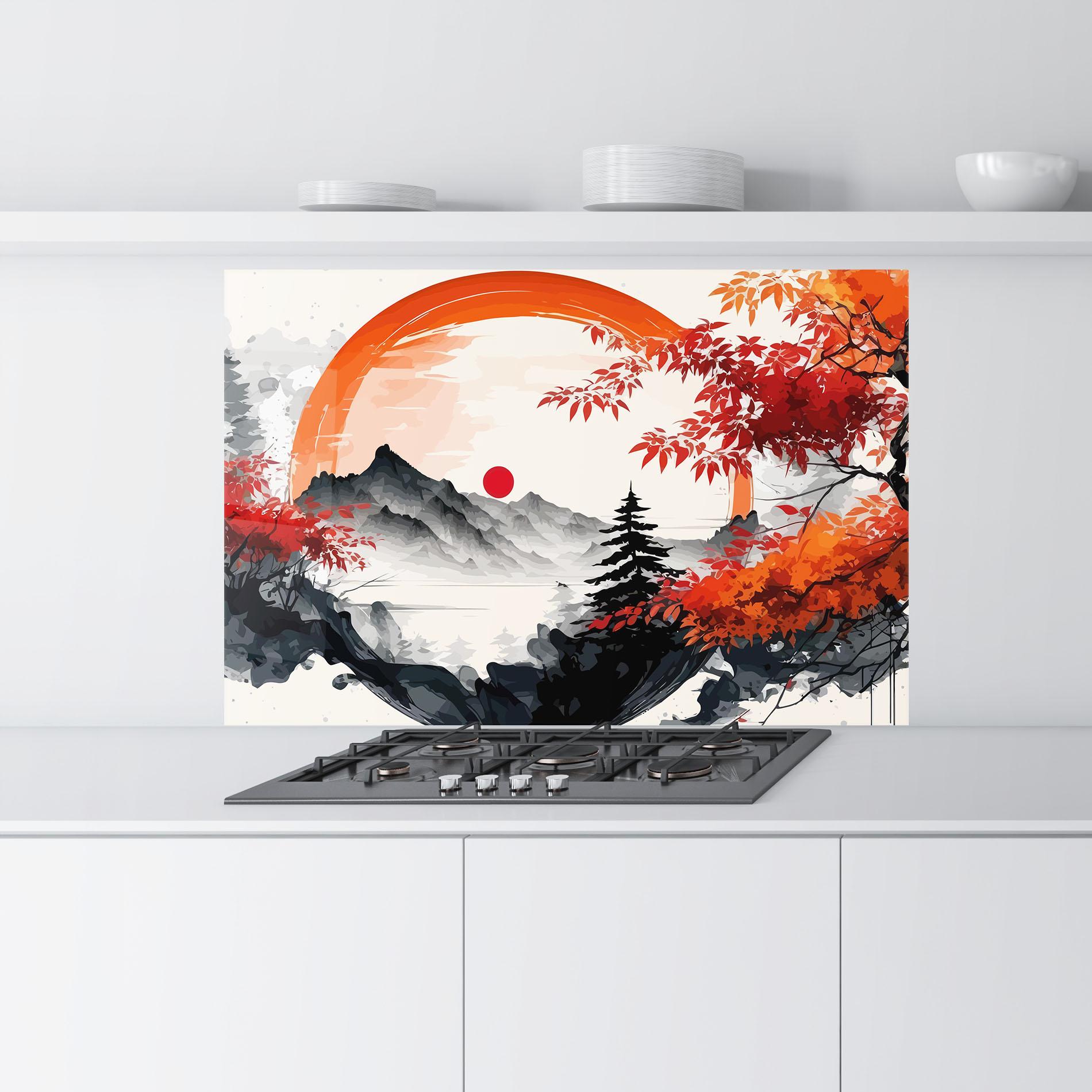 Konyhai üveg hátfal Asiatic Grey Montain mockup 9