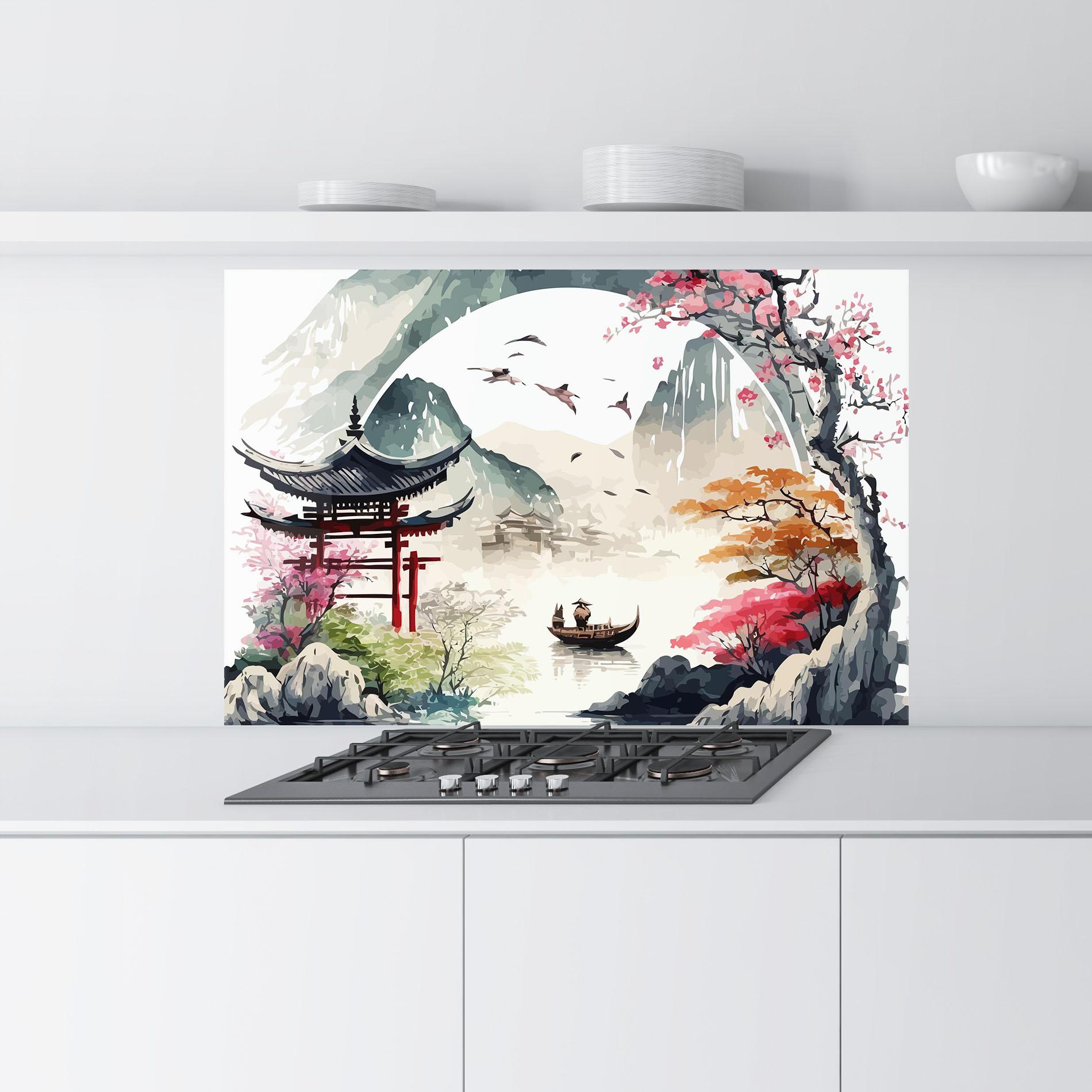 Konyhai üveg hátfal Beautiful Asiatic View mockup 9