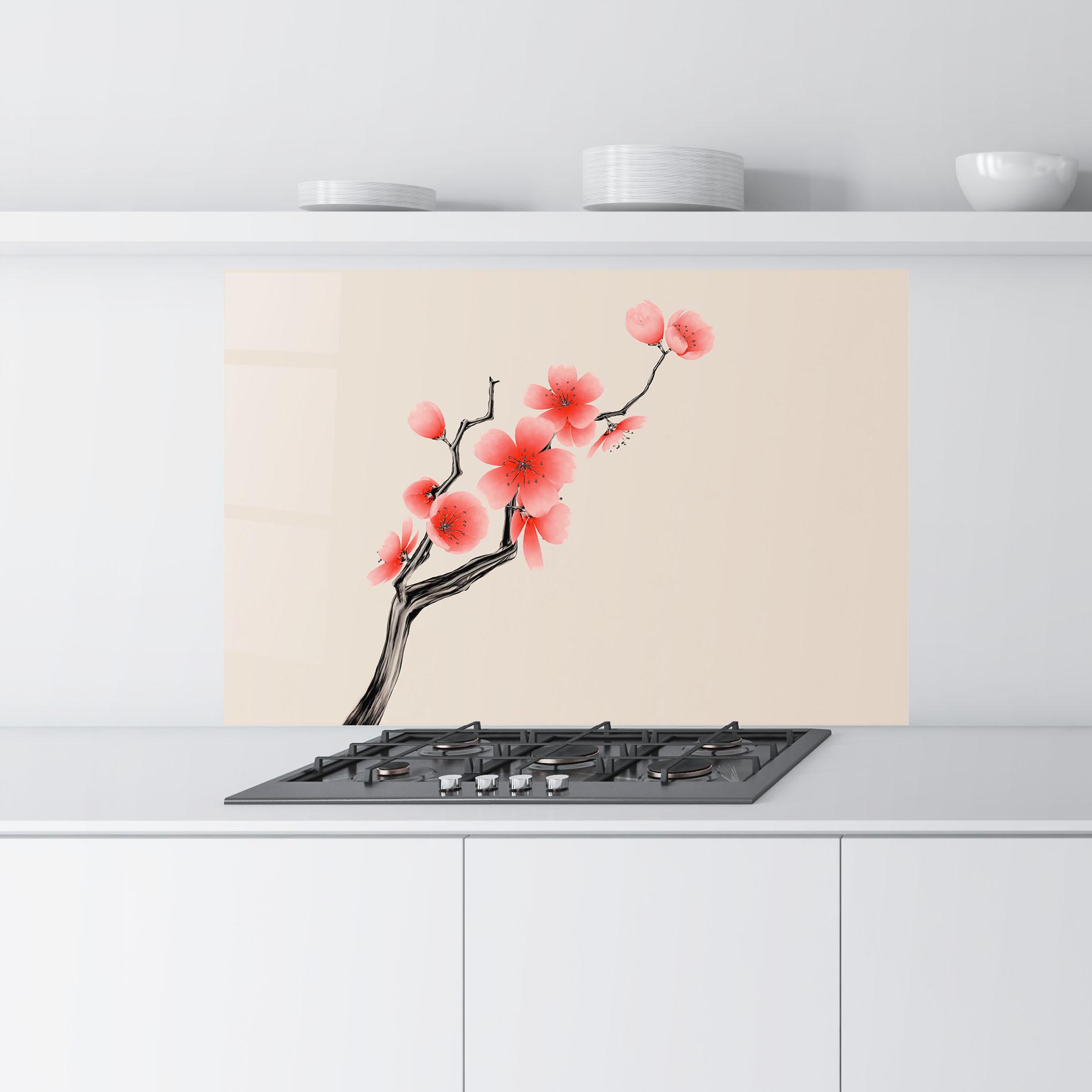 Konyhai üveg hátfal Chinese Plum Blossom mockup 9