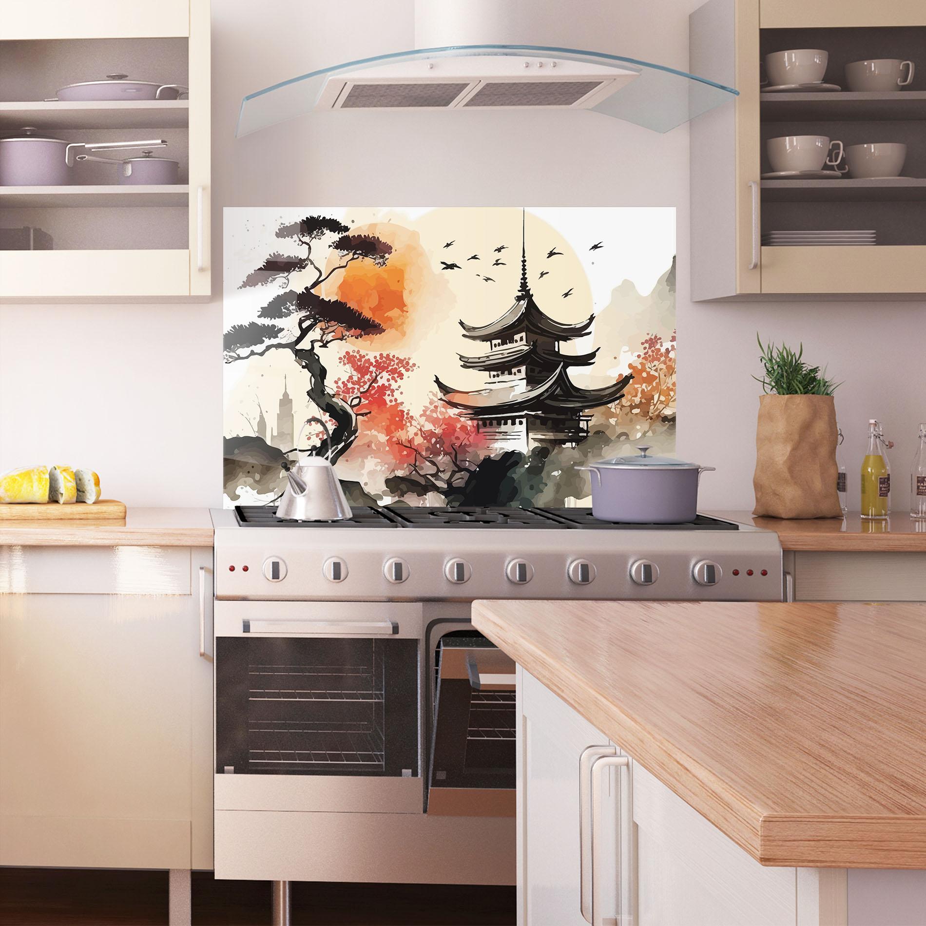 Konyhai üveg hátfal Asiatic Beautiful View mockup 1