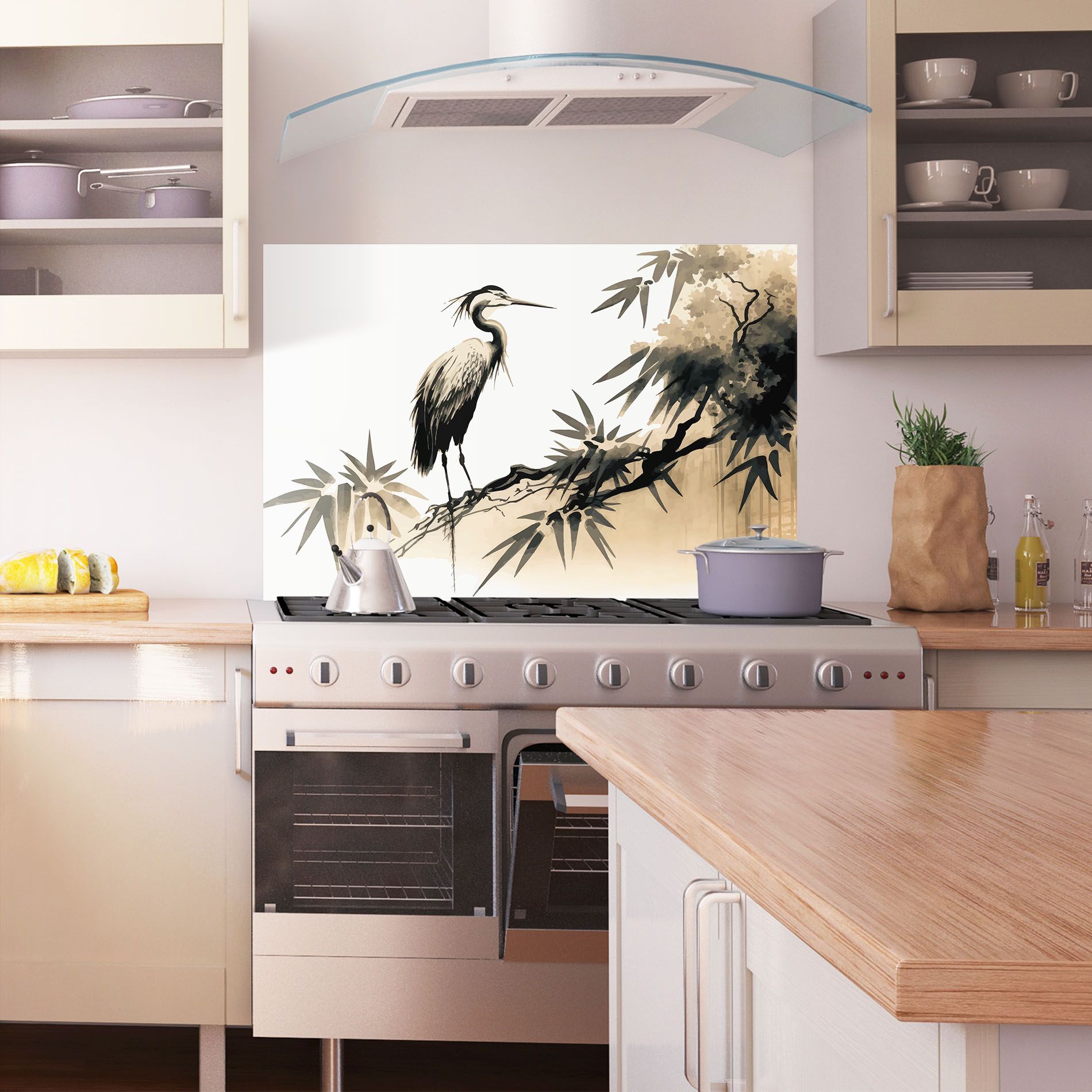 Black Cream Bird Art mockup 1