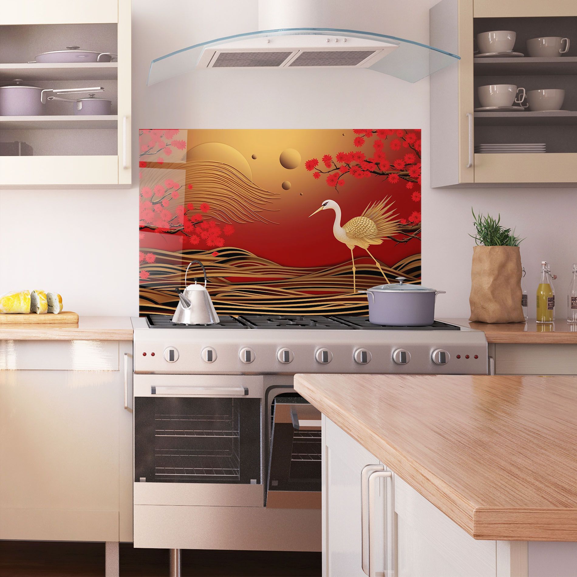 Chinese Bird On Red Gold mockup 1