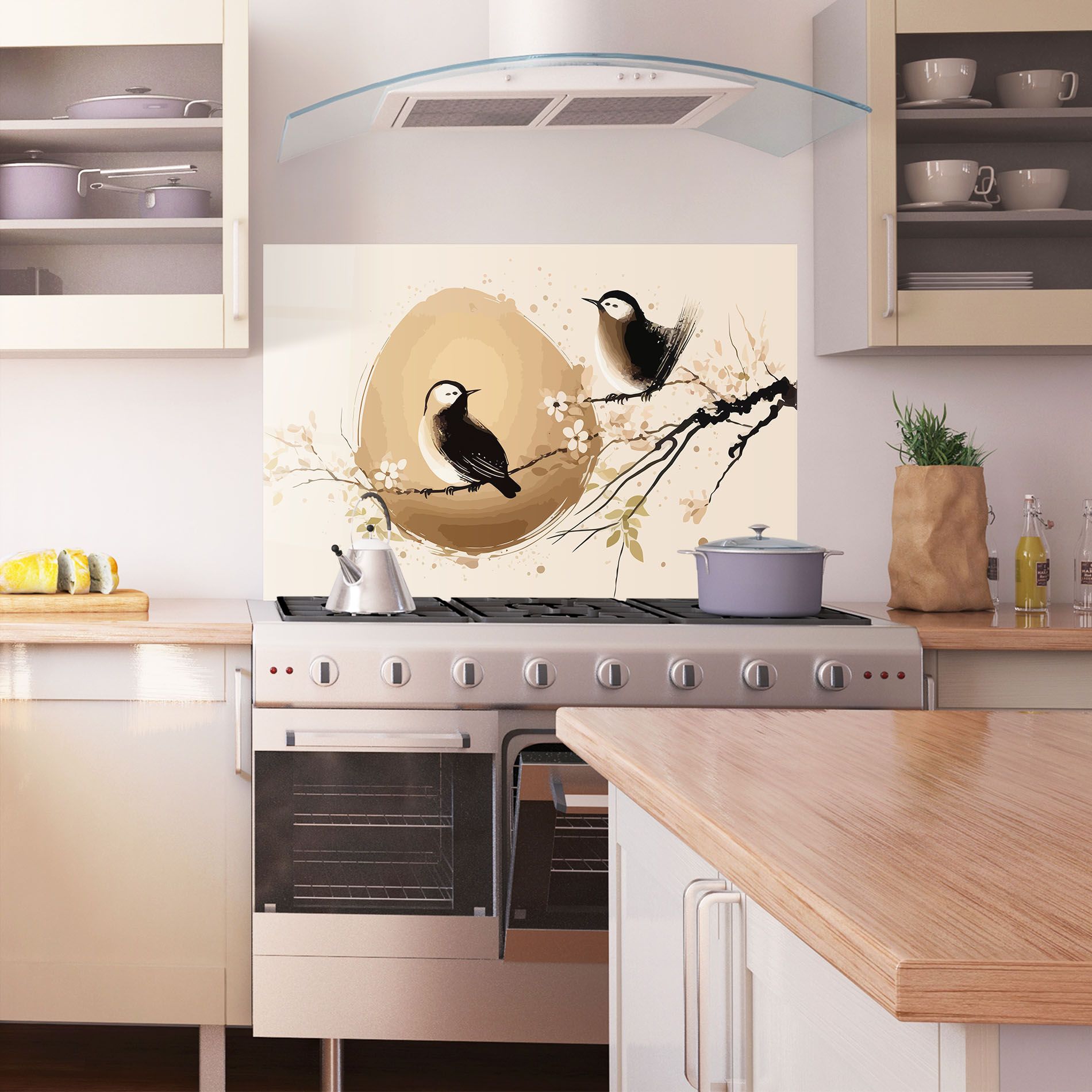 Cream Blossoms Bird mockup 1