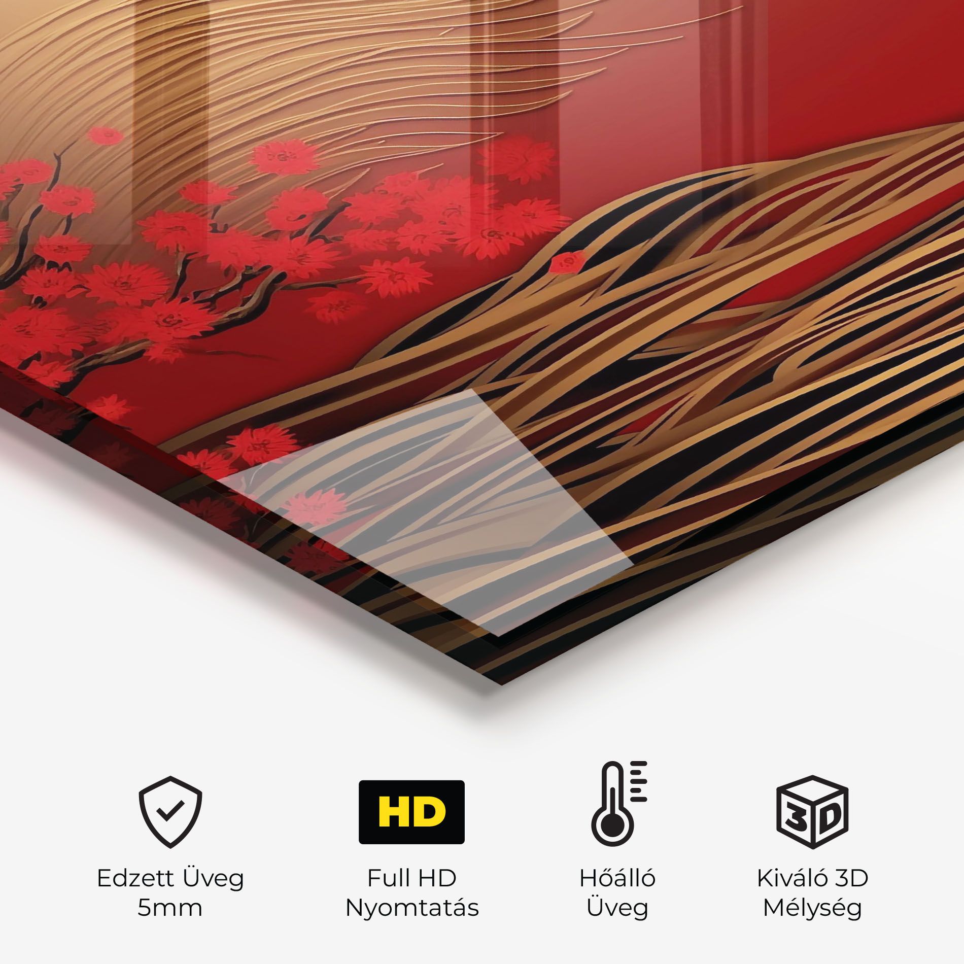 Chinese Bird On Red Gold mockup 2