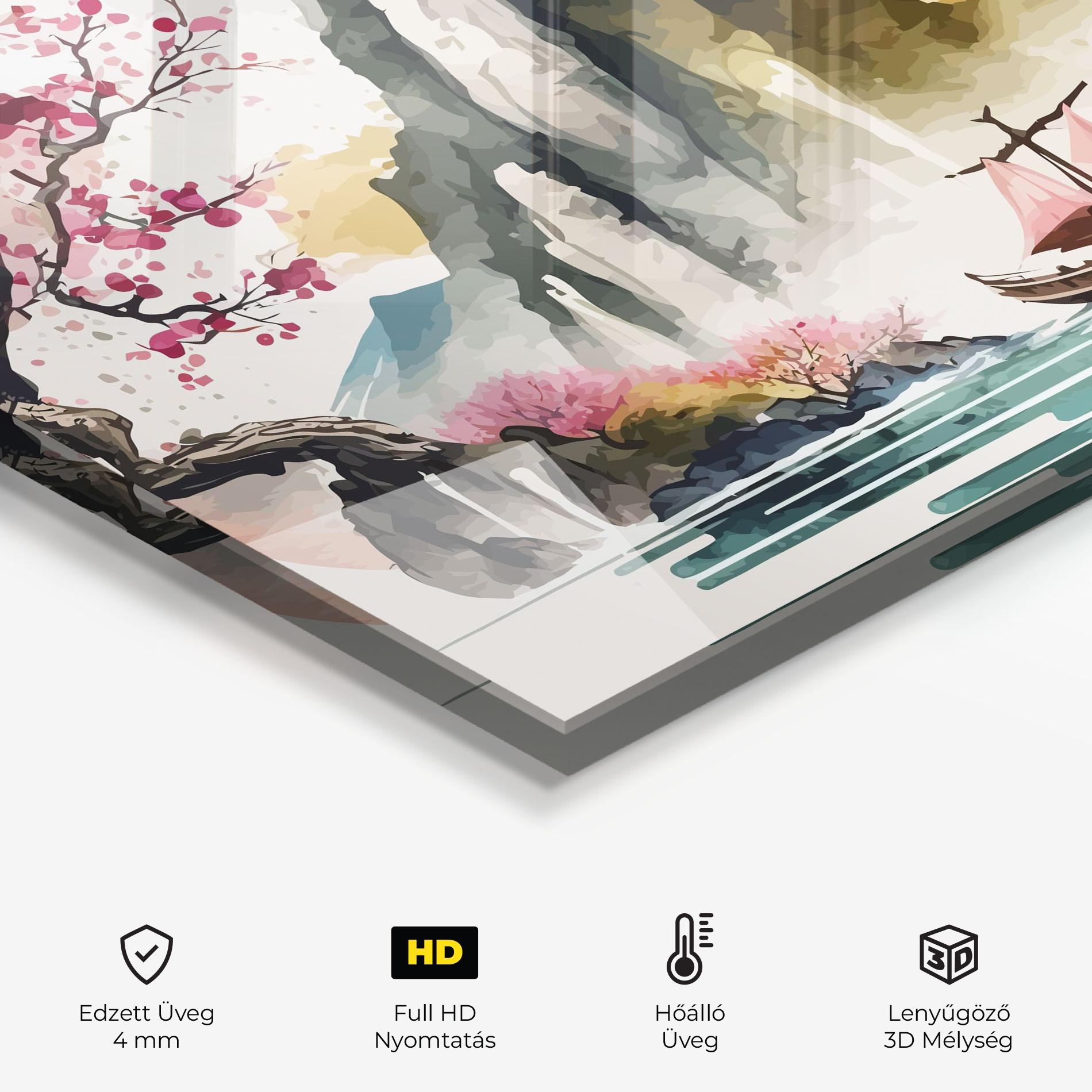 Konyhai üveg hátfal Asian Orange Sunset mockup 2