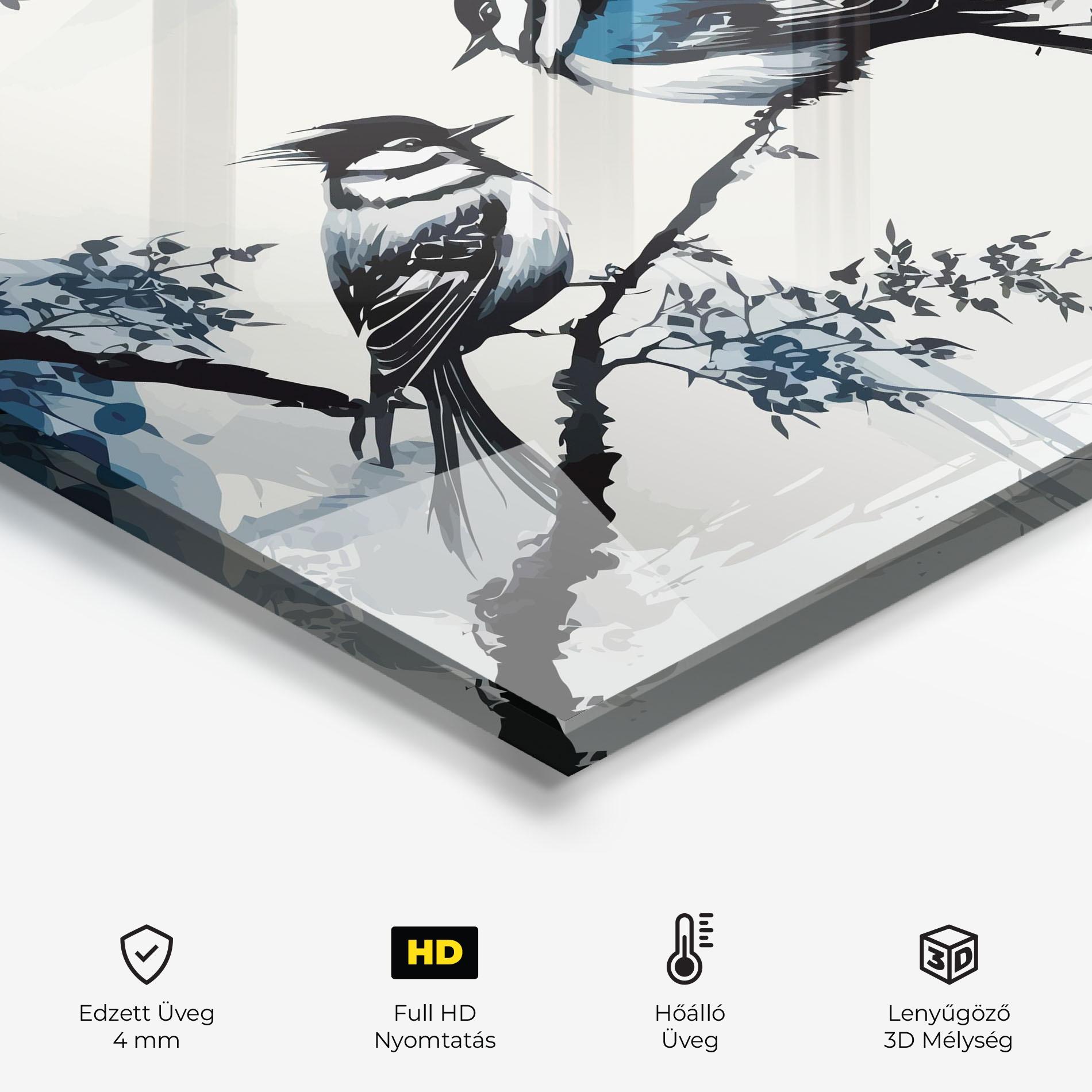 Konyhai üveg hátfal Asiatic Blue Bird mockup 2