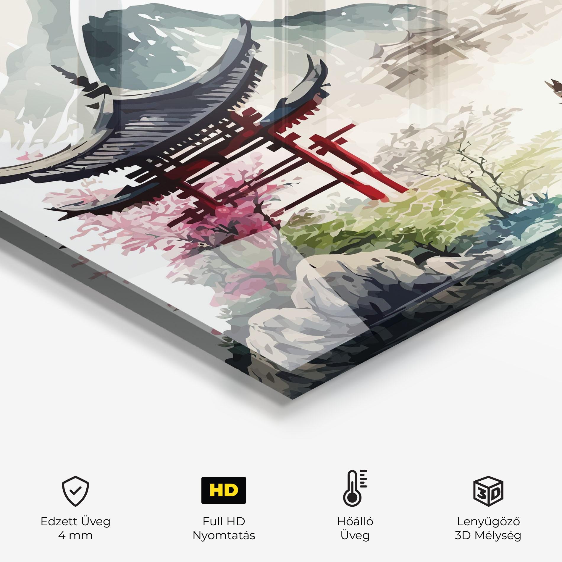 Konyhai üveg hátfal Beautiful Asiatic View mockup 2