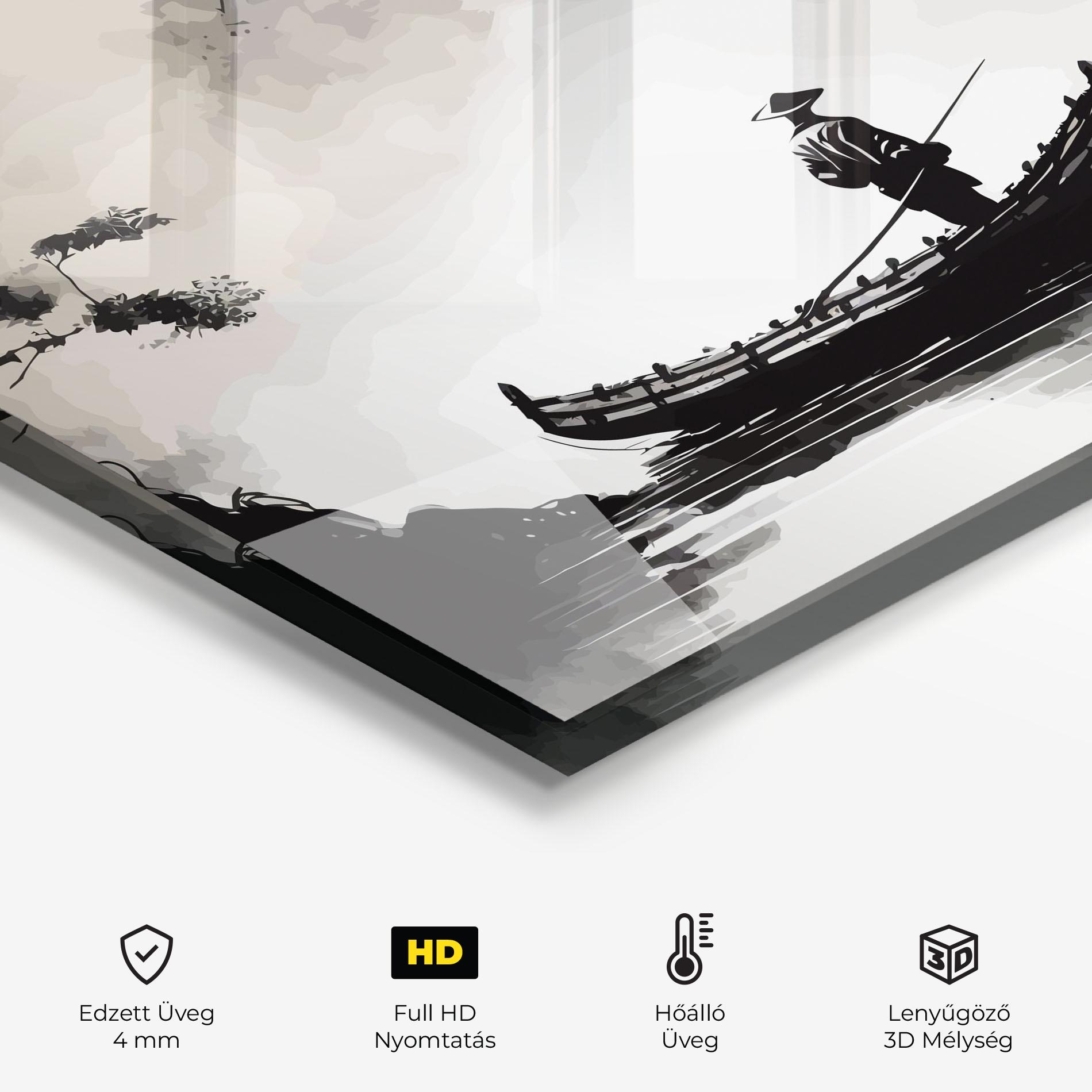 Konyhai üveg hátfal Black Ink Boat mockup 2