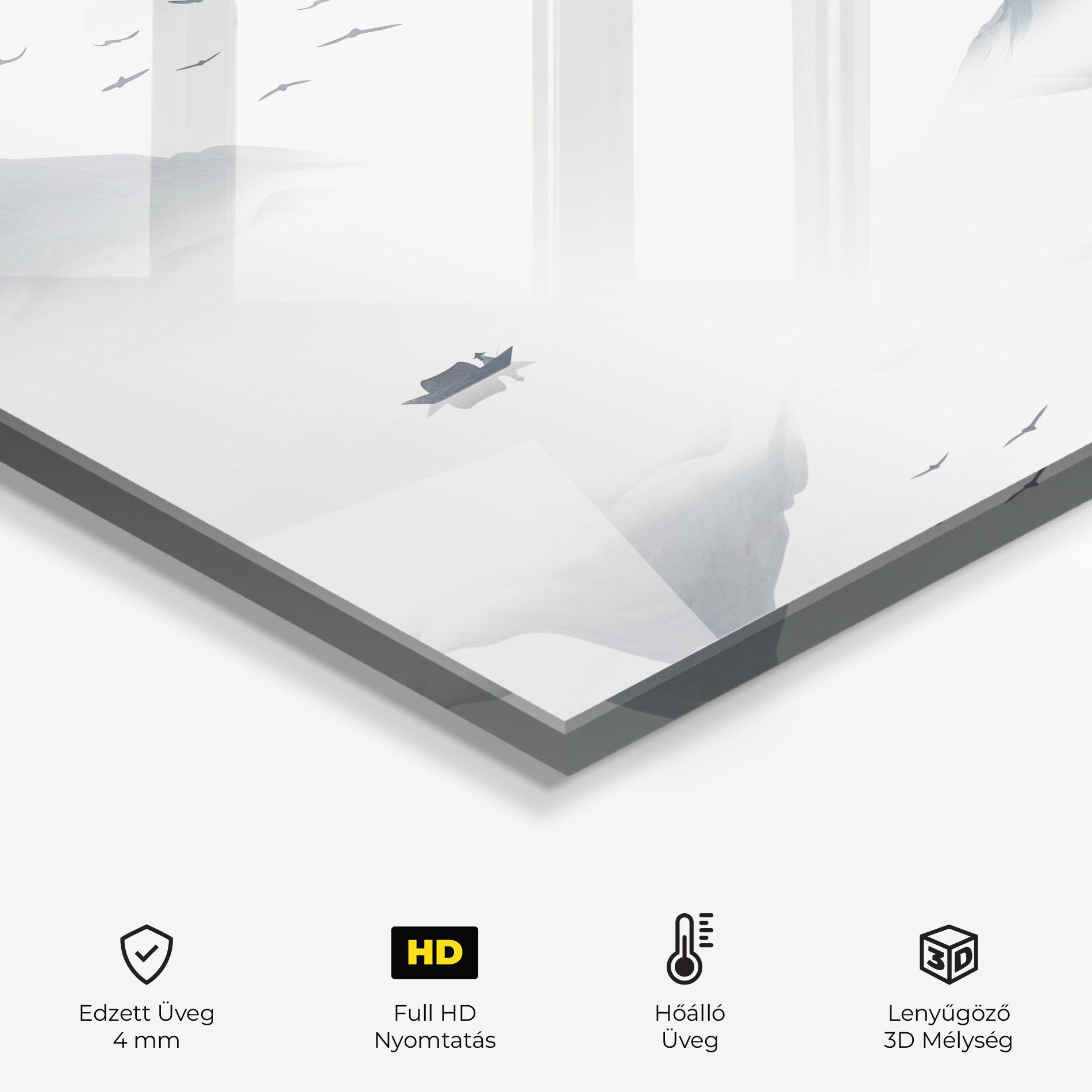 Konyhai üveg hátfal Chinese Style Mountains mockup 2