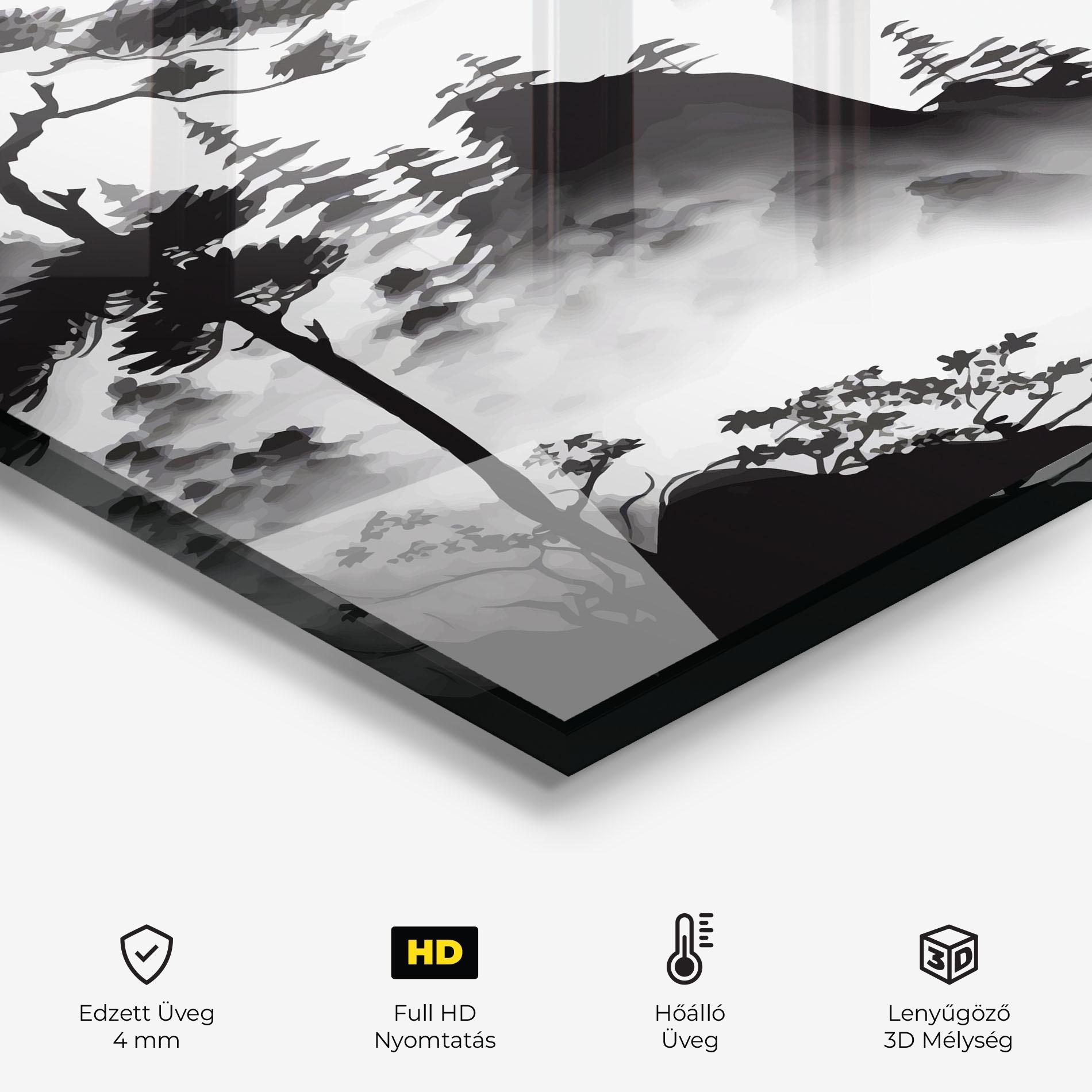 Konyhai üveg hátfal Foggy Asiatic View mockup 2