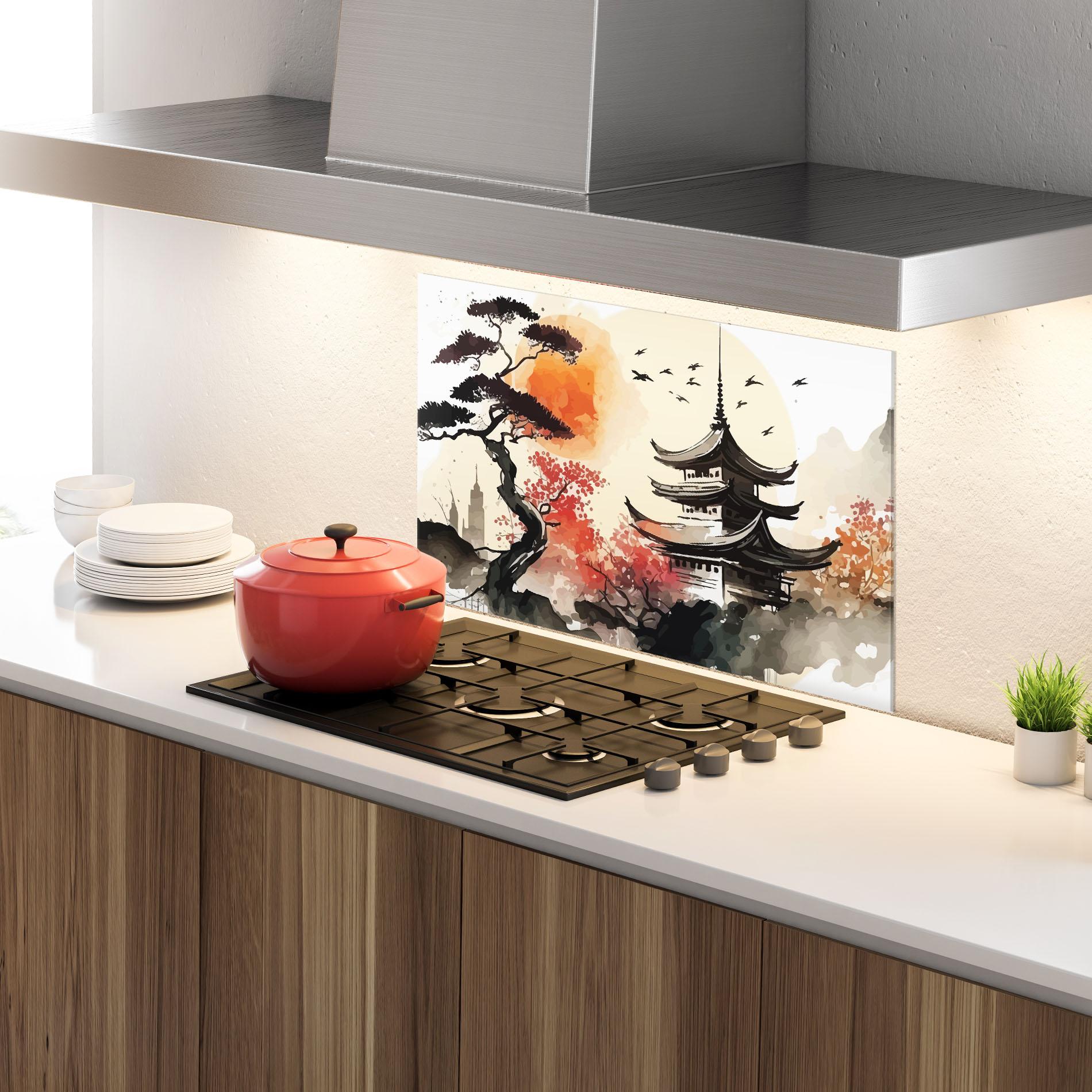 Konyhai üveg hátfal Asiatic Beautiful View mockup 4