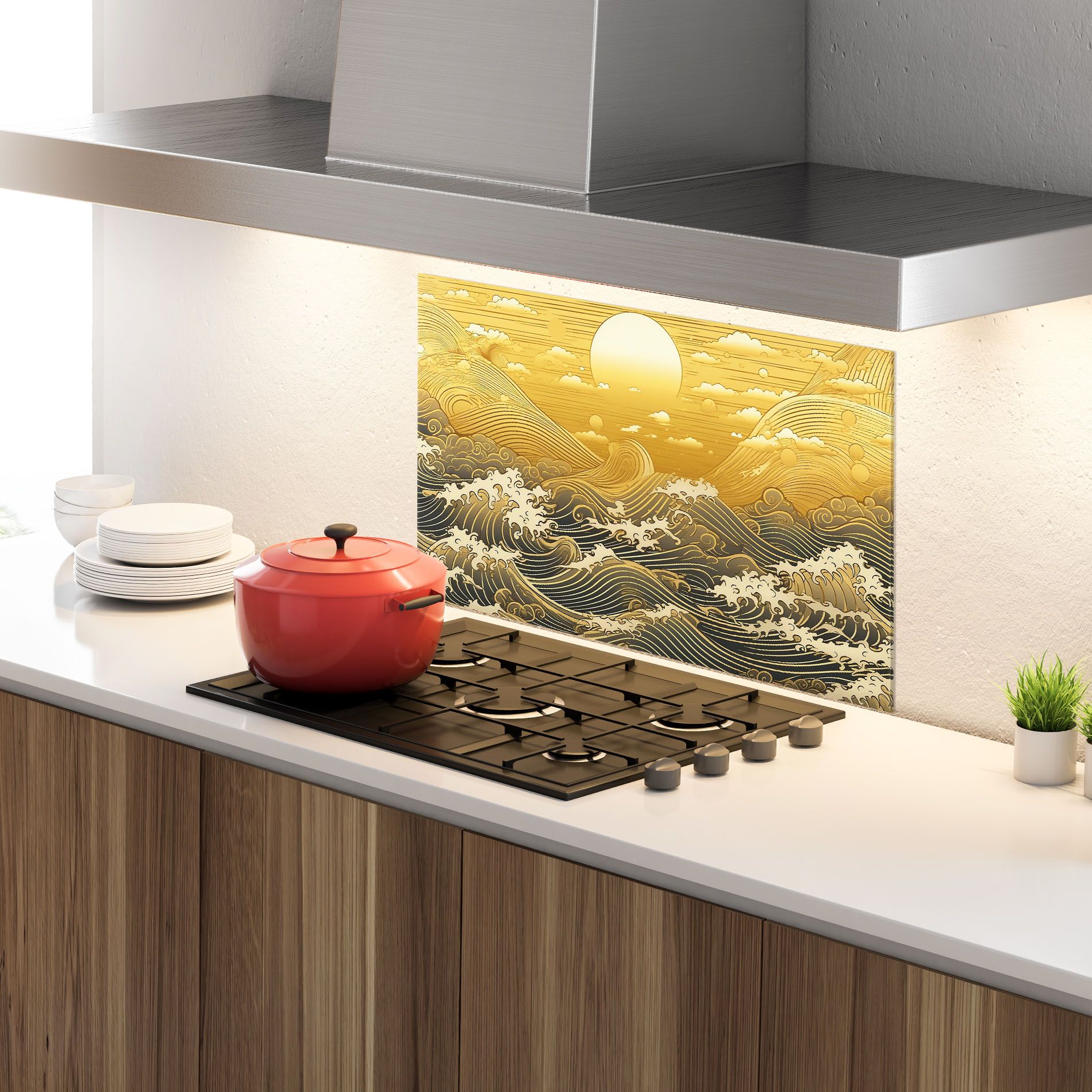 Blue Gold Waves mockup 4