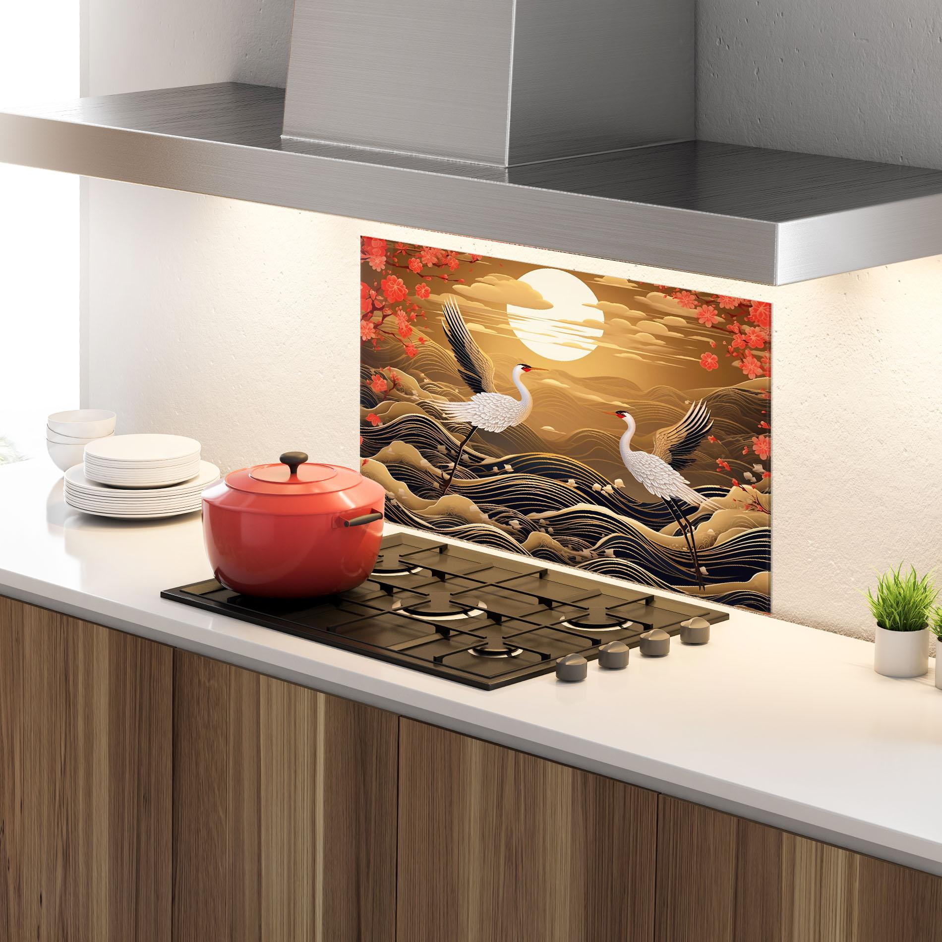 Konyhai üveg hátfal Chinese Oil Painting mockup 4