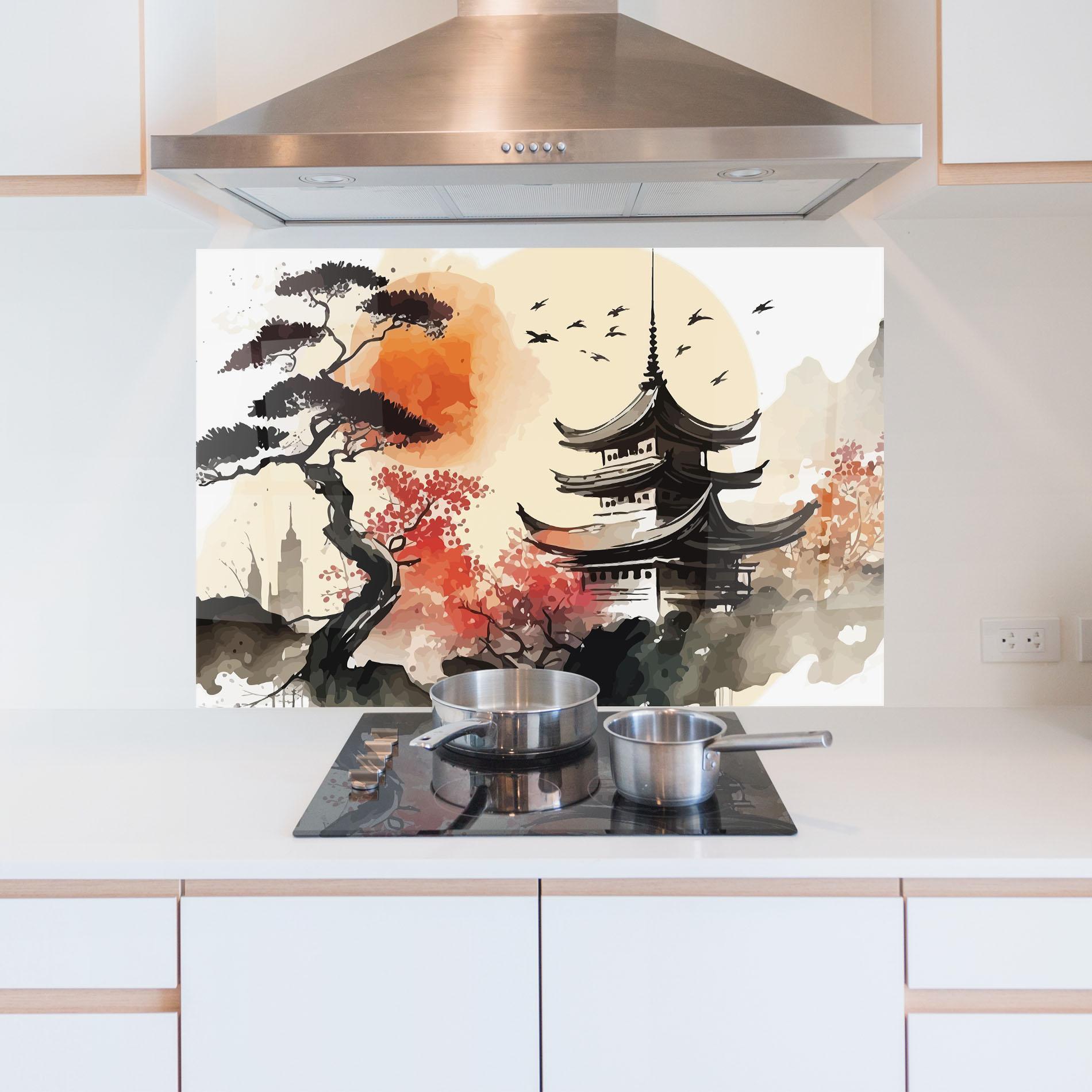 Konyhai üveg hátfal Asiatic Beautiful View mockup 5