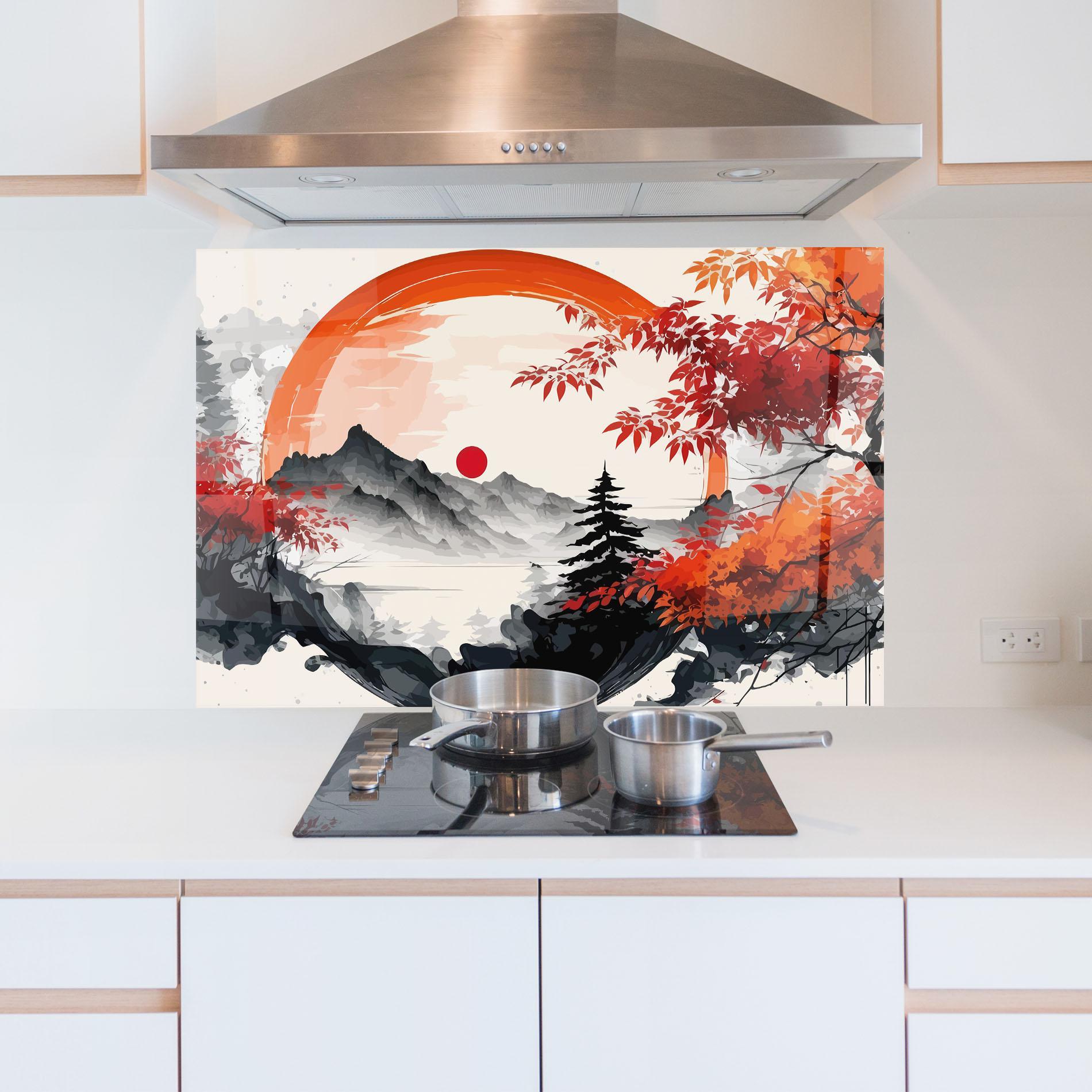 Konyhai üveg hátfal Asiatic Grey Montain mockup 5