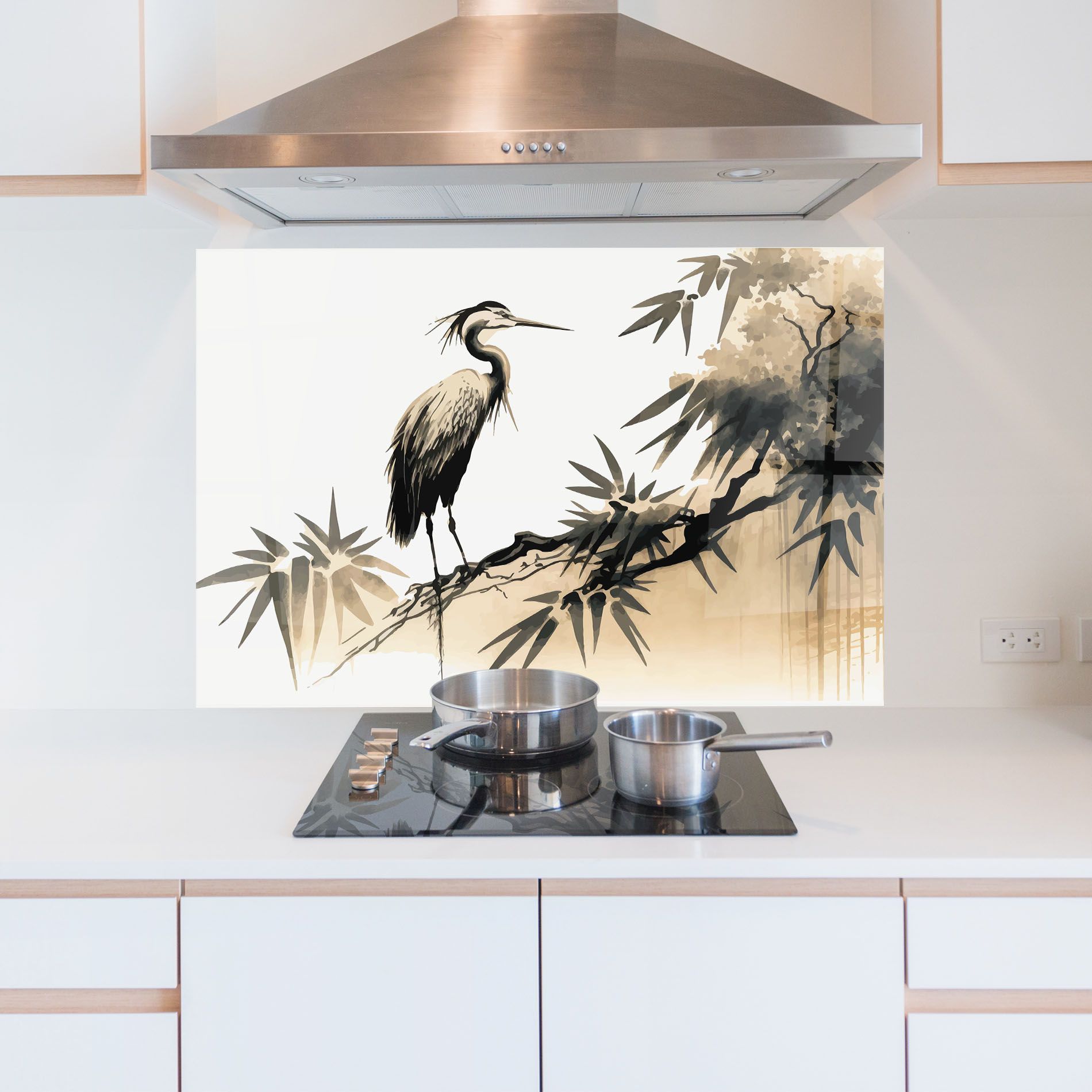 Black Cream Bird Art mockup 5