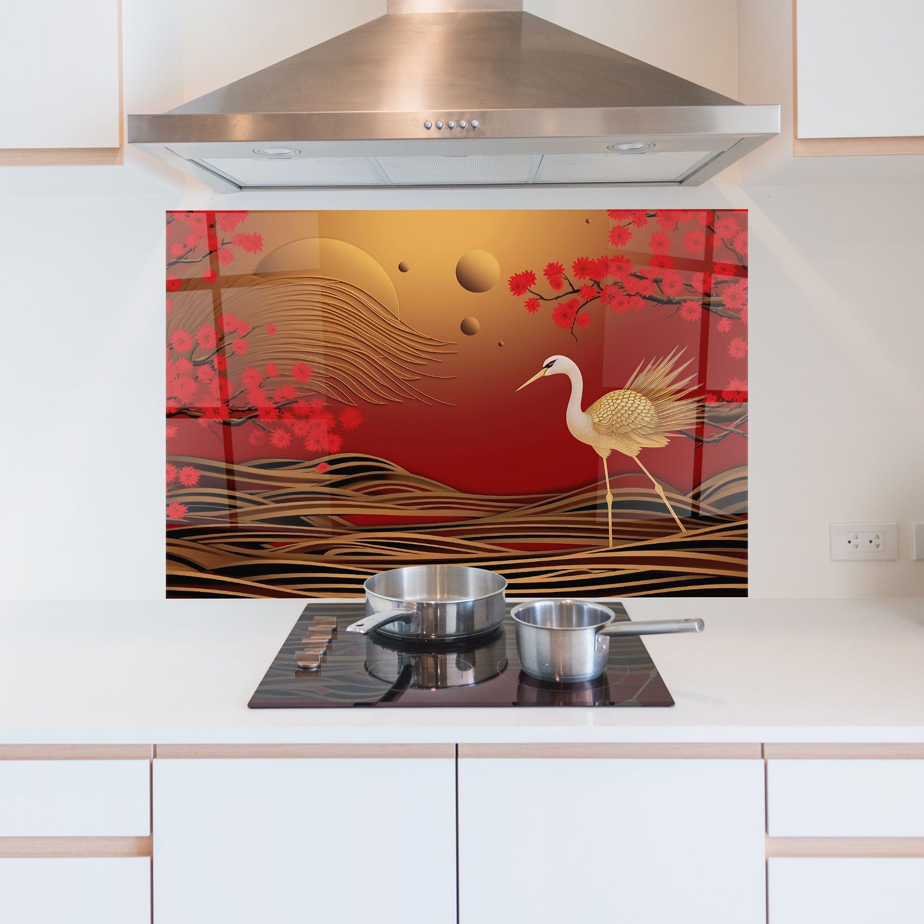 Chinese Bird On Red Gold mockup 5