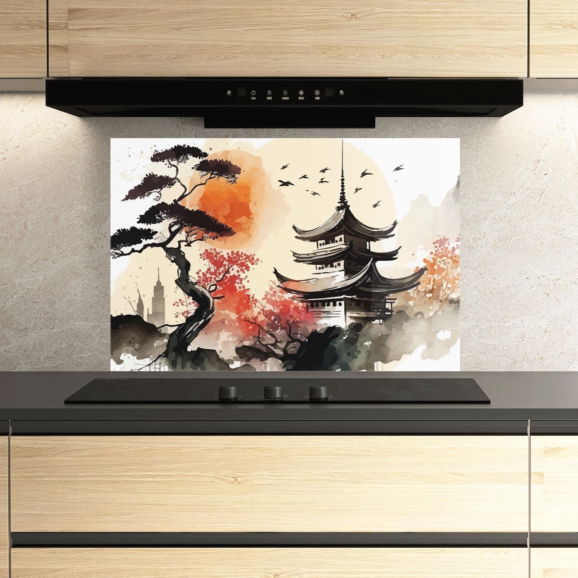 Konyhai üveg hátfal Asiatic Beautiful View mockup 3