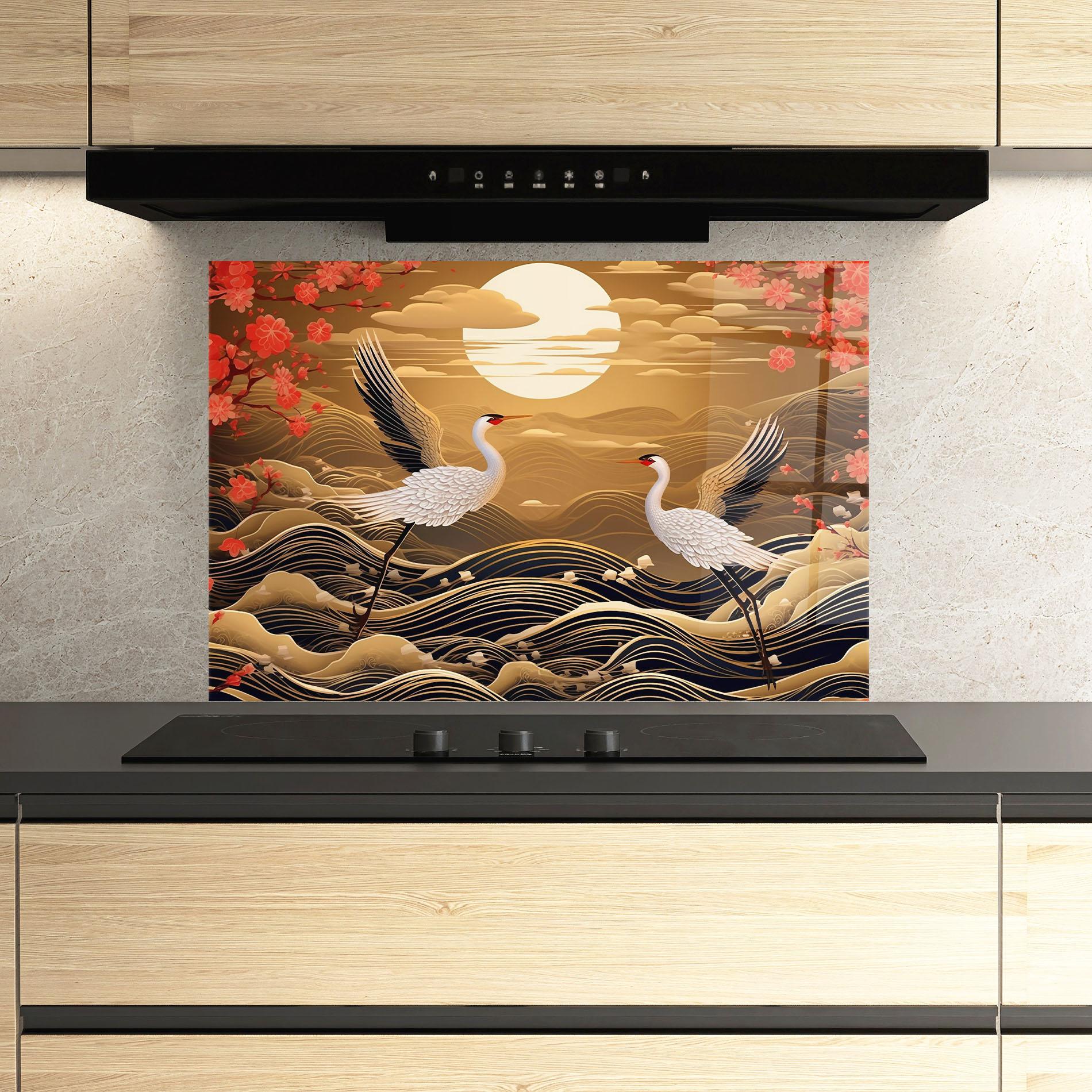 Konyhai üveg hátfal Chinese Oil Painting mockup 3