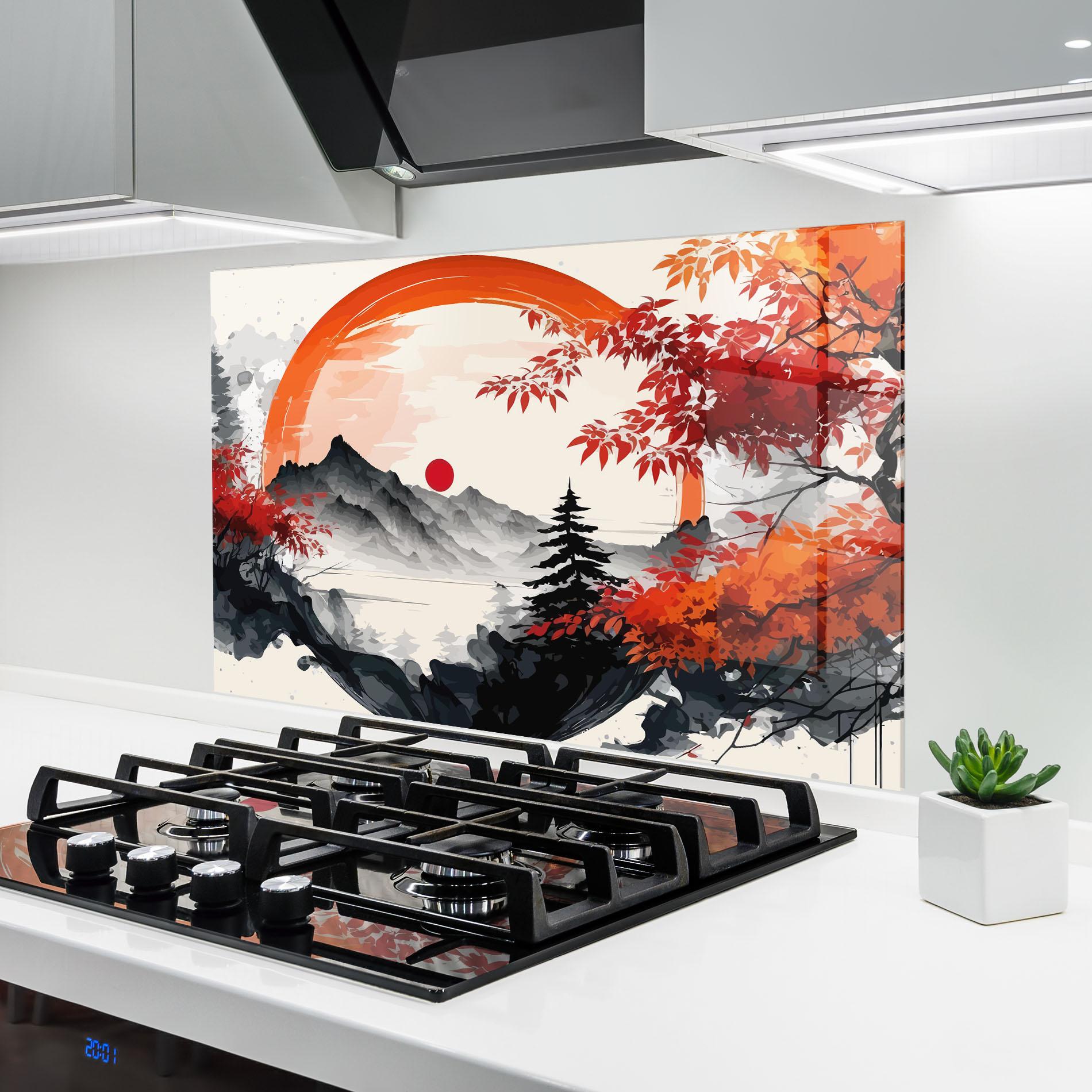 Konyhai üveg hátfal Asiatic Grey Montain mockup 6