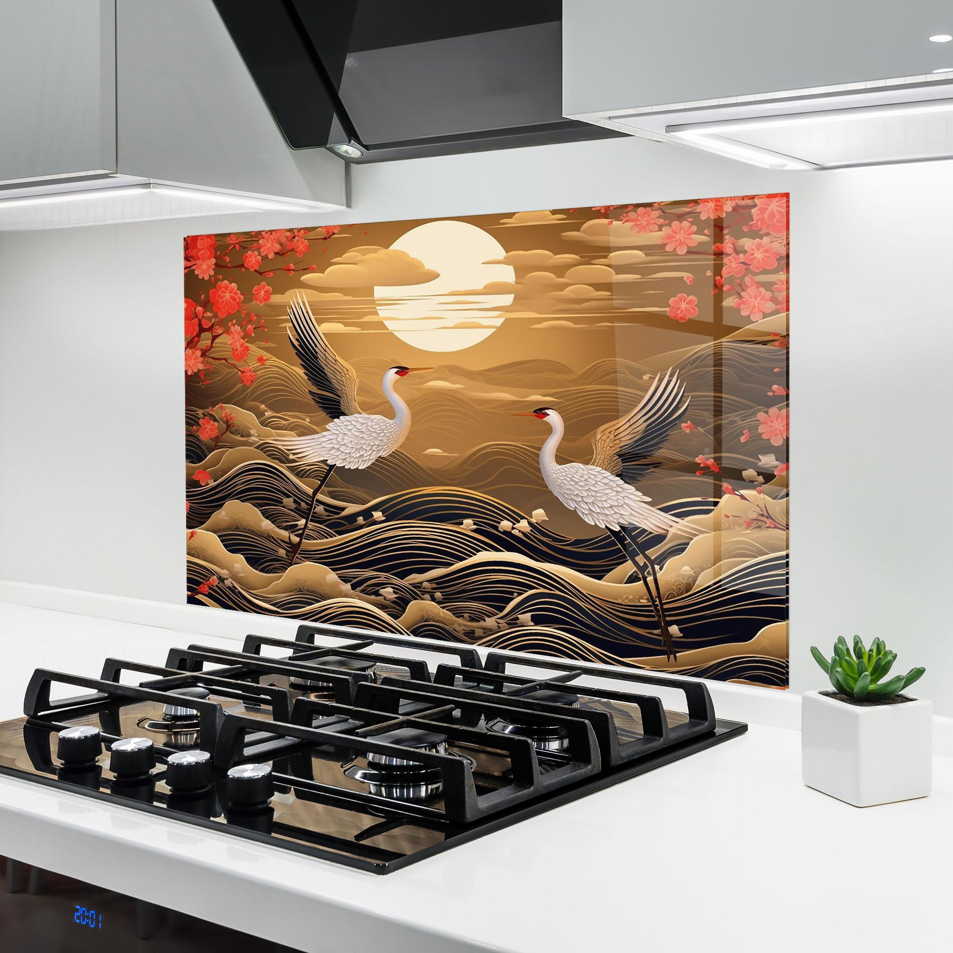 Konyhai üveg hátfal Chinese Oil Painting mockup 6