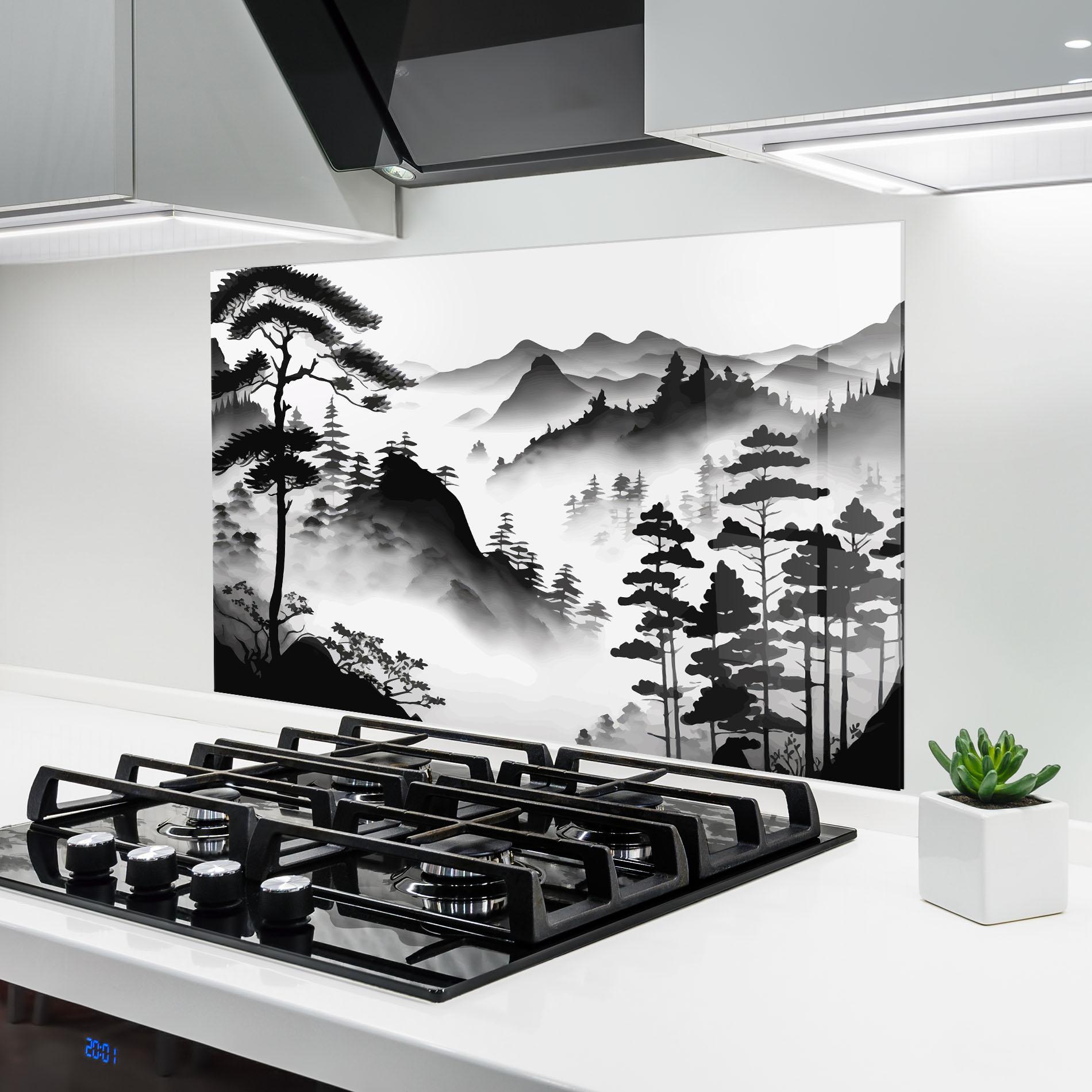 Konyhai üveg hátfal Foggy Asiatic View mockup 6