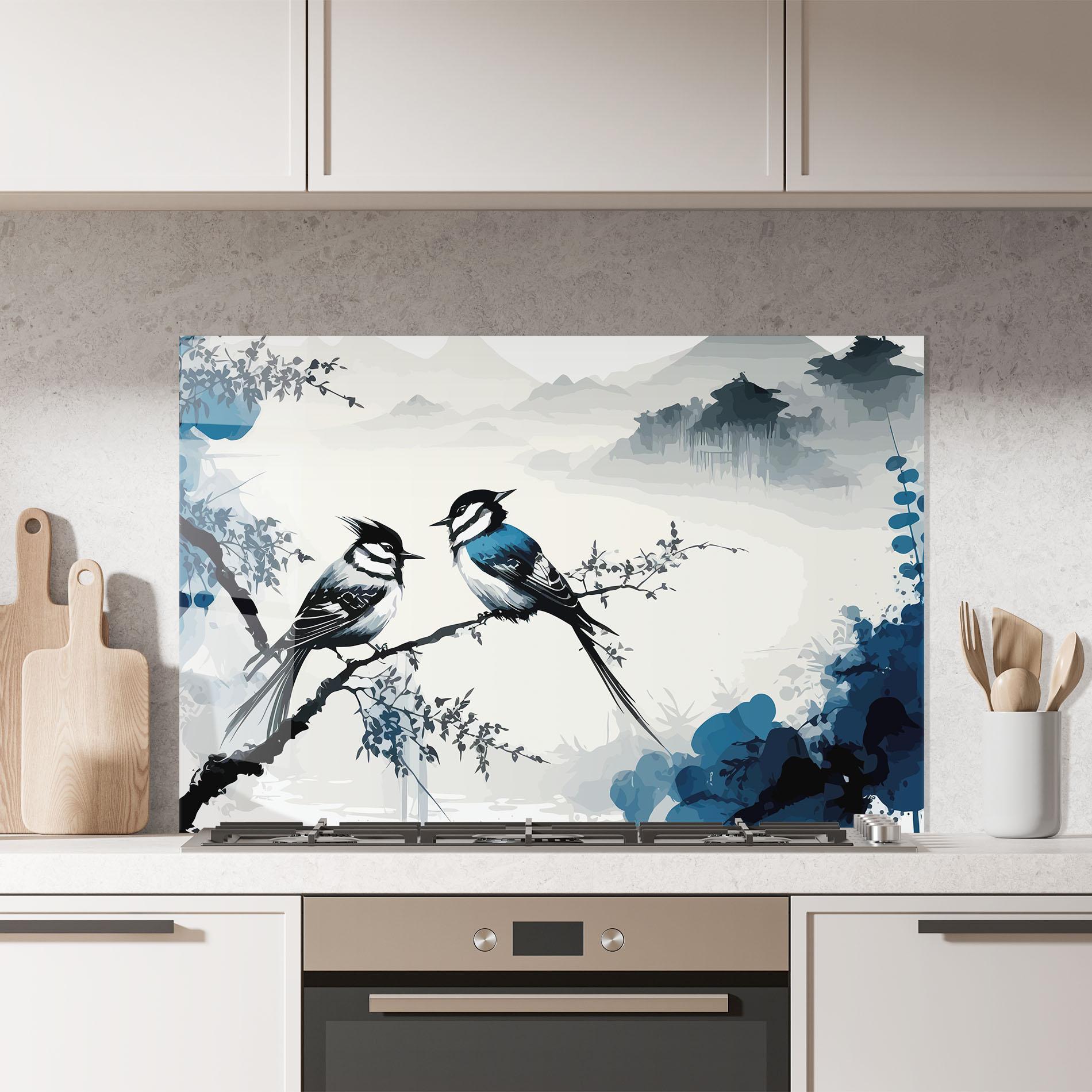 Konyhai üveg hátfal Asiatic Blue Bird mockup 7